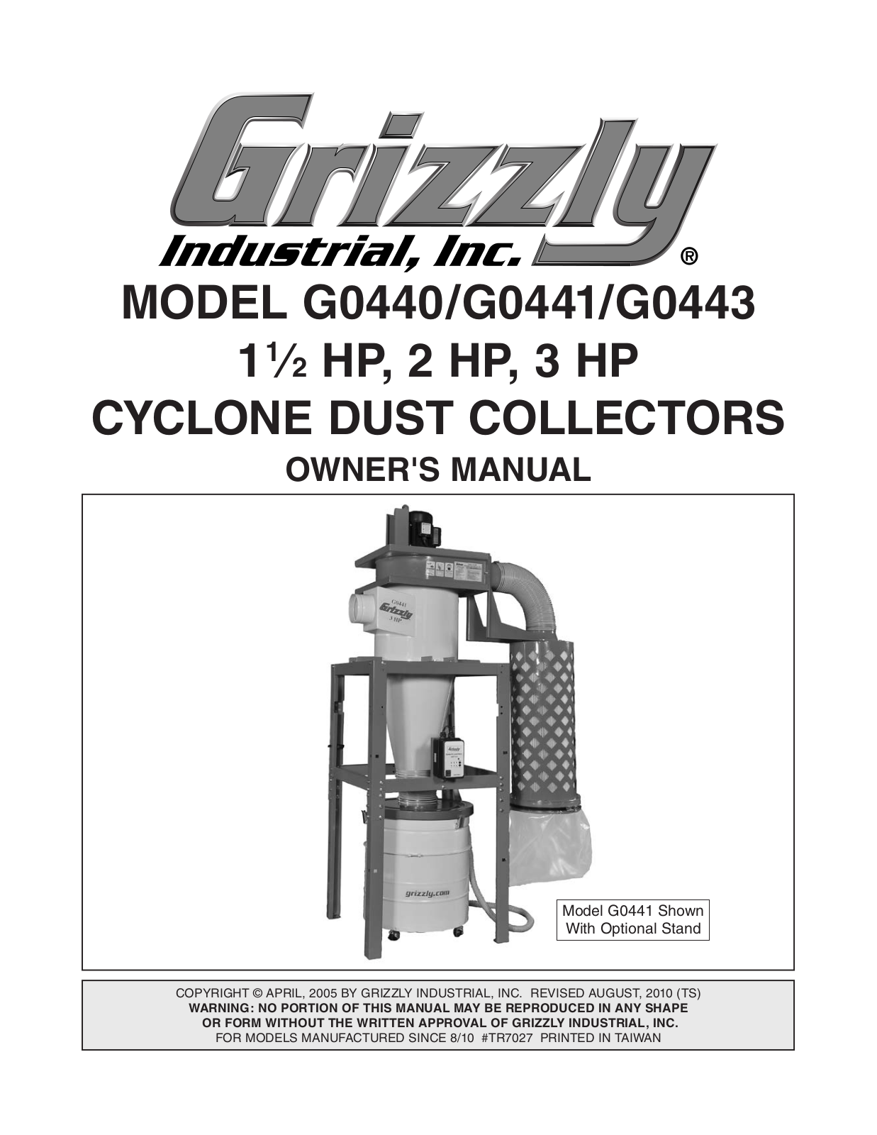 Grizzly G0440, G0443 User Manual