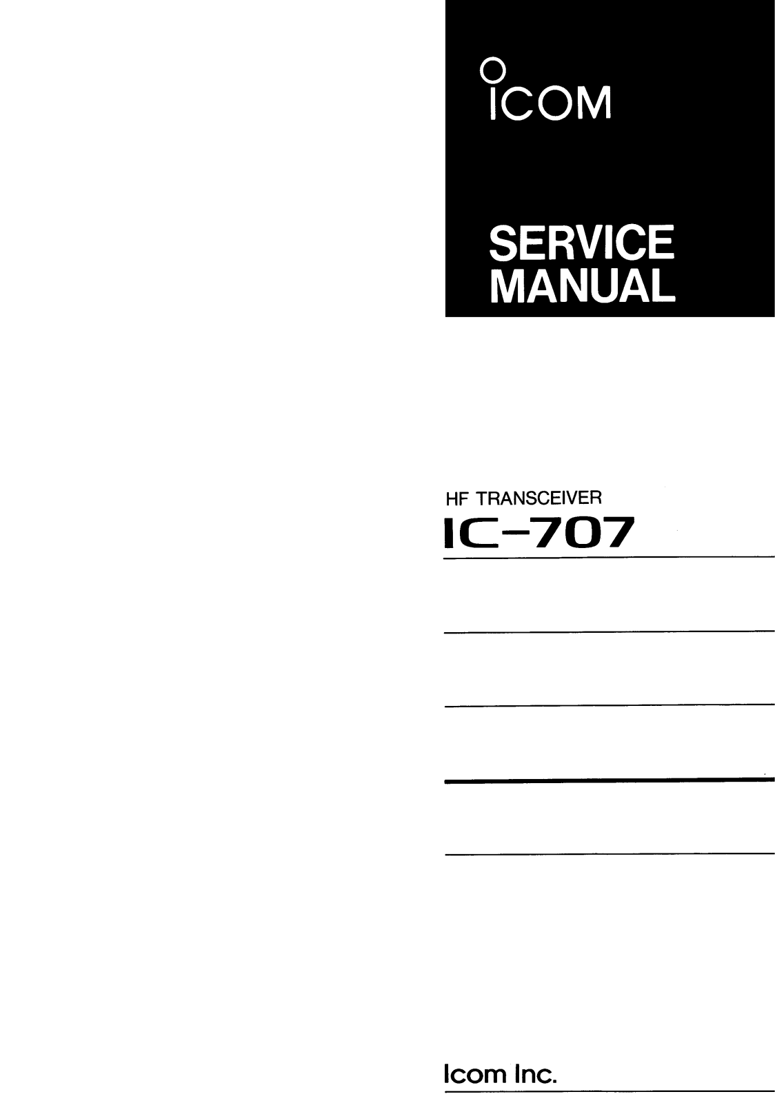 Icom IC-707 Service Manual