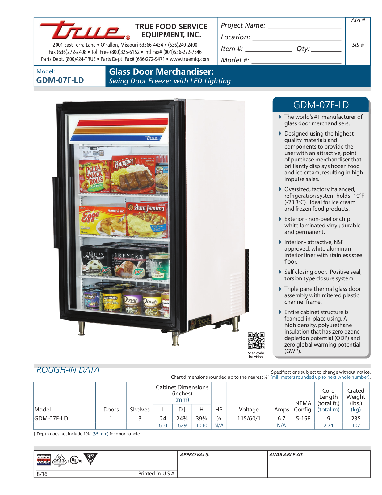 True GDM-07F-LD User Manual