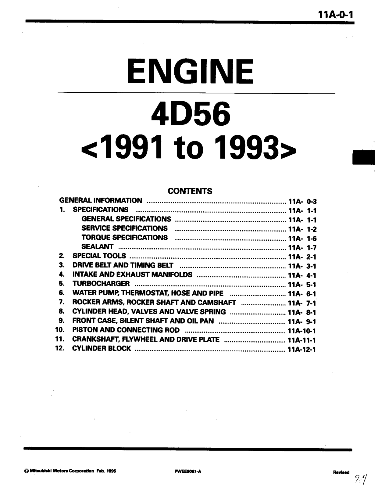 Mitsubishi 4D-56 6 1991 1993 User Manual