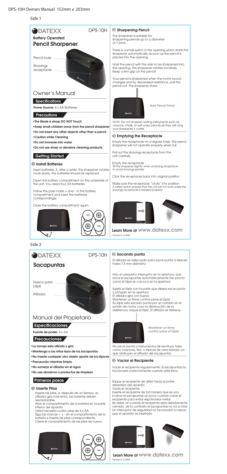 Datexx DPS-10H User Manual