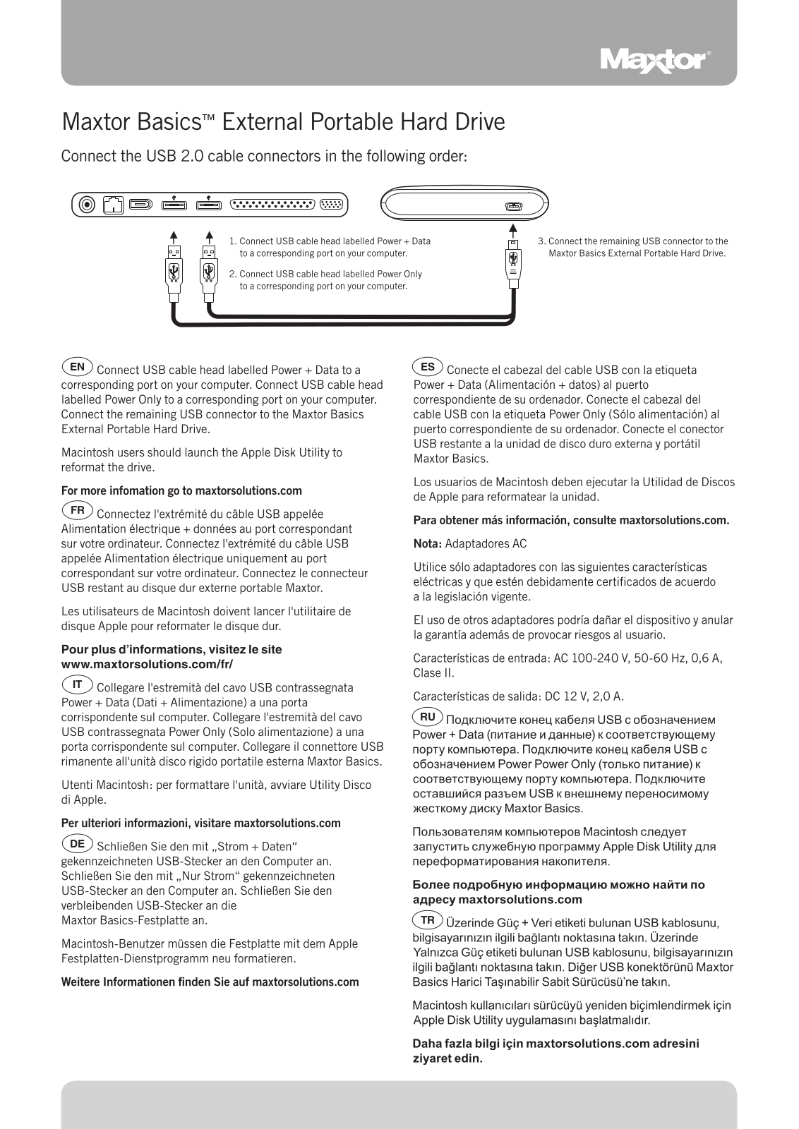 MAXTOR BASICS EXTERNAL PORTABLE HARD DRIVE User Manual