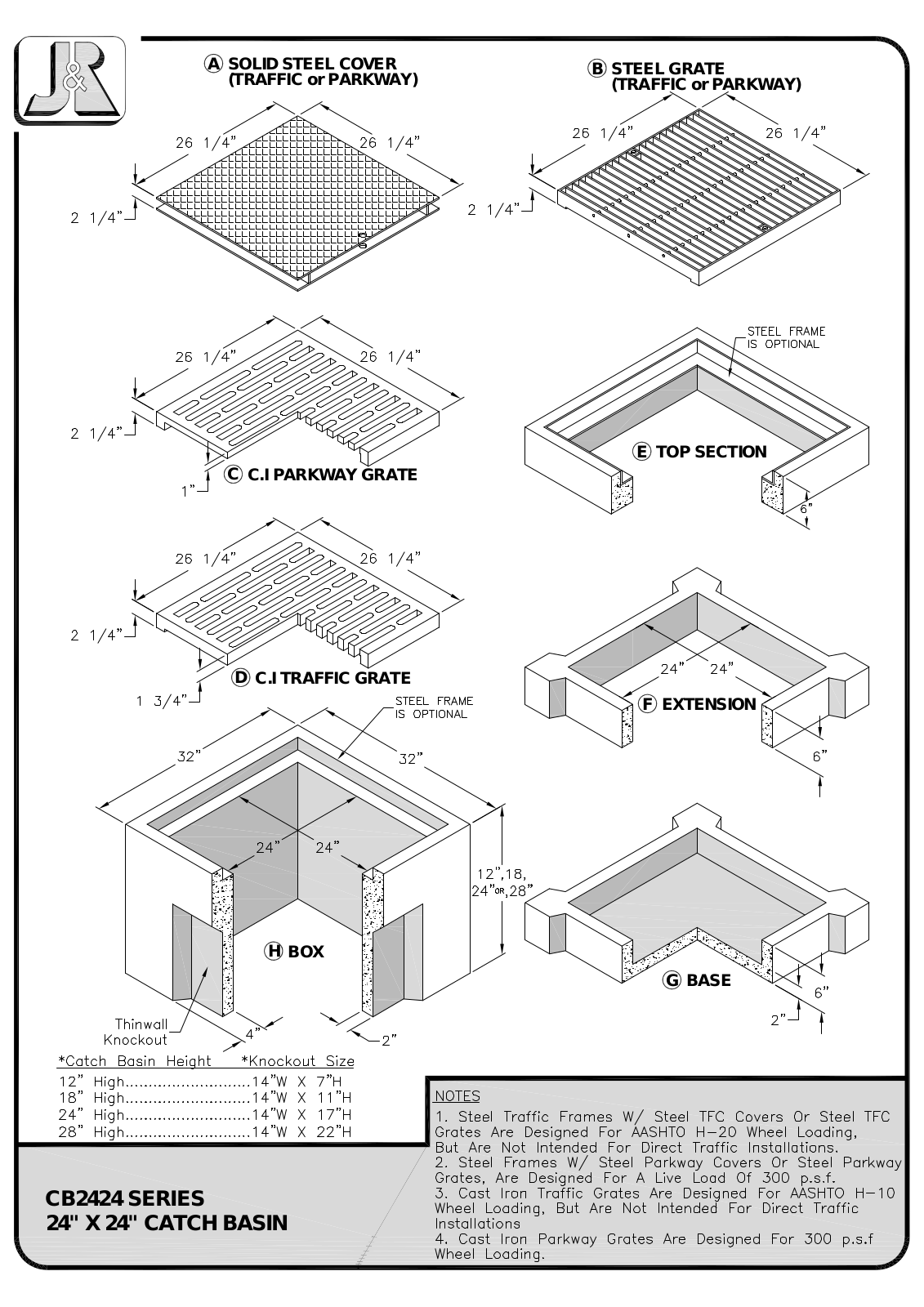 J & R Concrete Products CB2424 Shematics