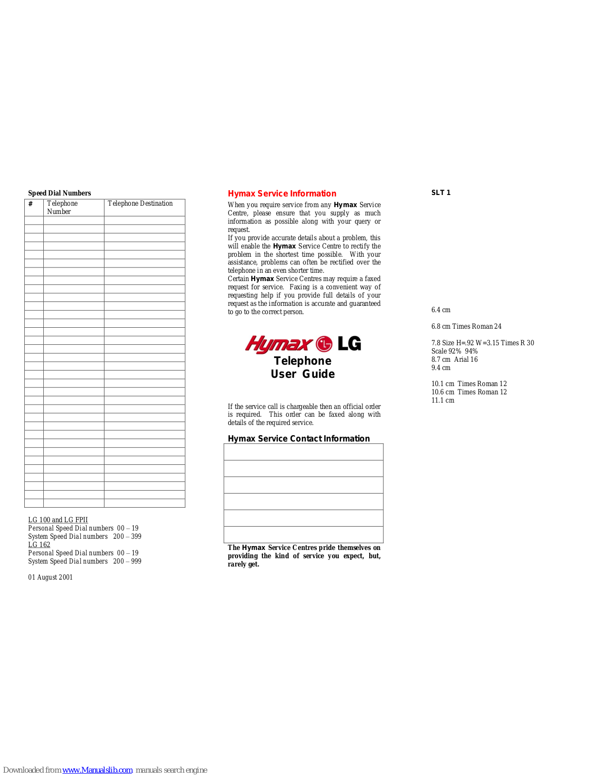 LG Hymax User Manual