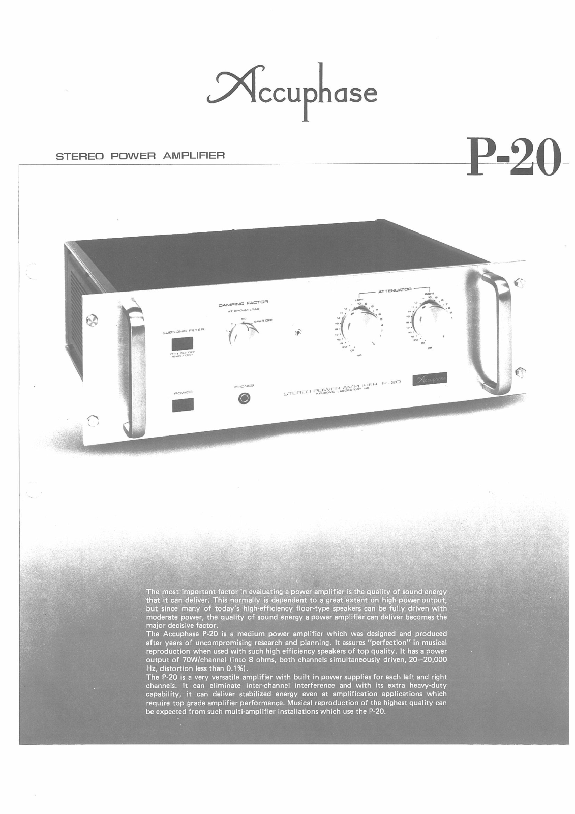 Accuphase P-20 Brochure