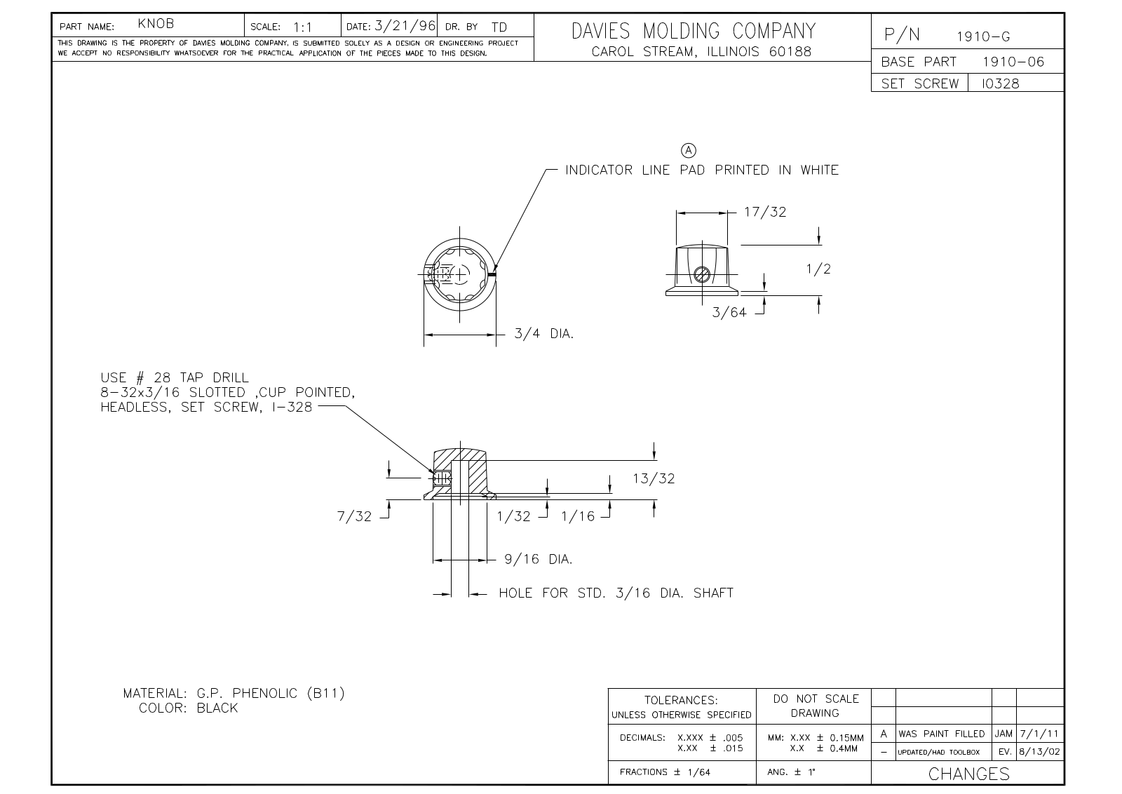 Davies Molding 1910-G Reference Drawing