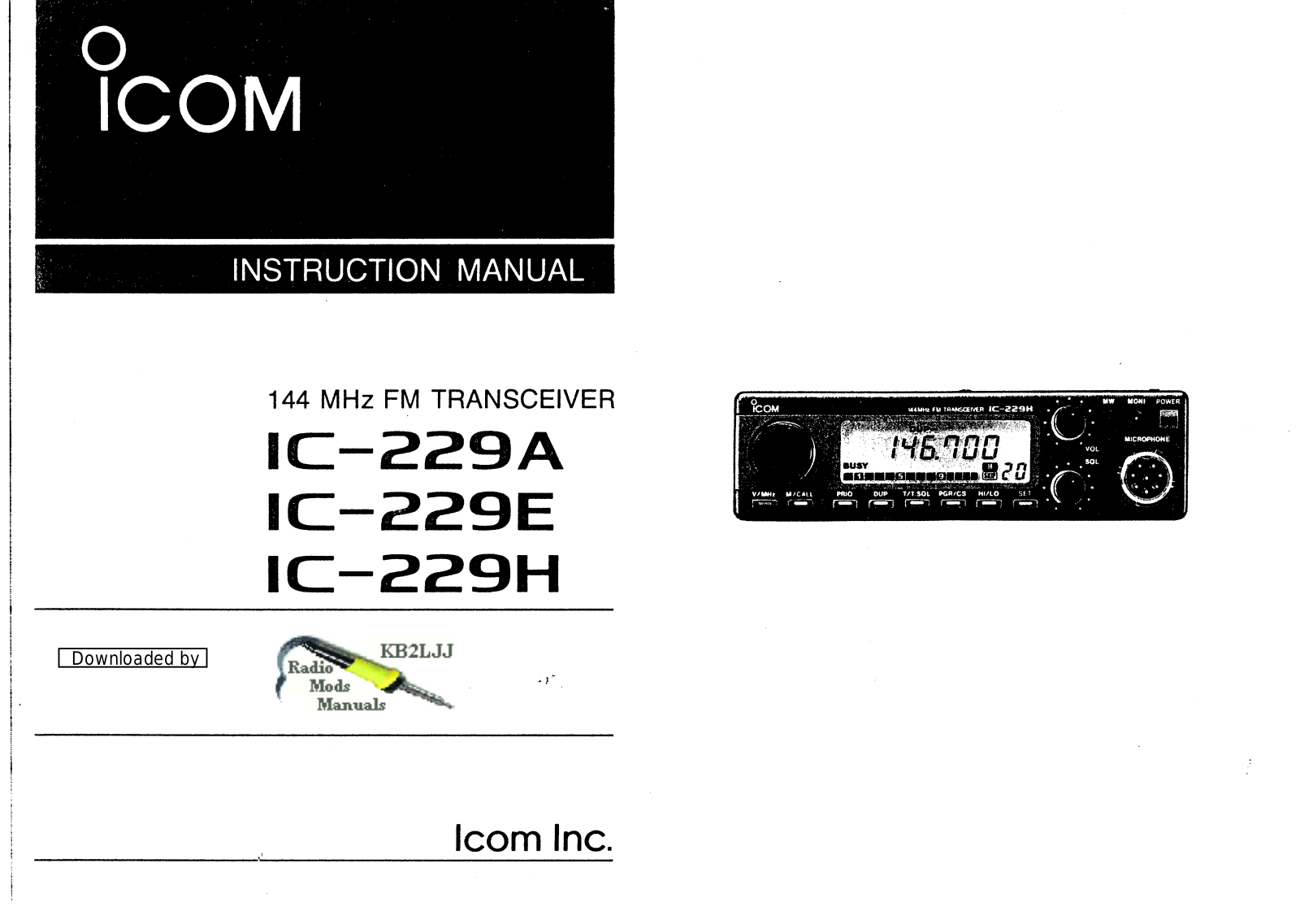 Icom IC-229A, IC-229E, IC-229H User Manual