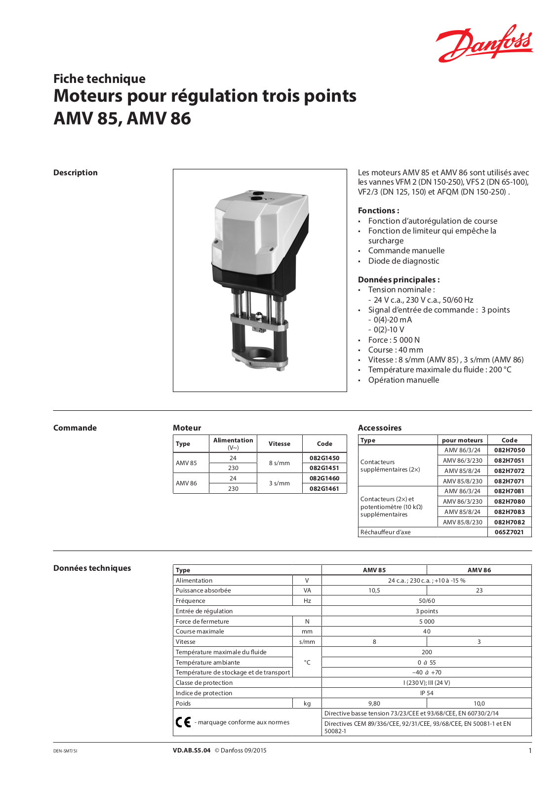 Danfoss AMV 85, AMV 86 Data sheet