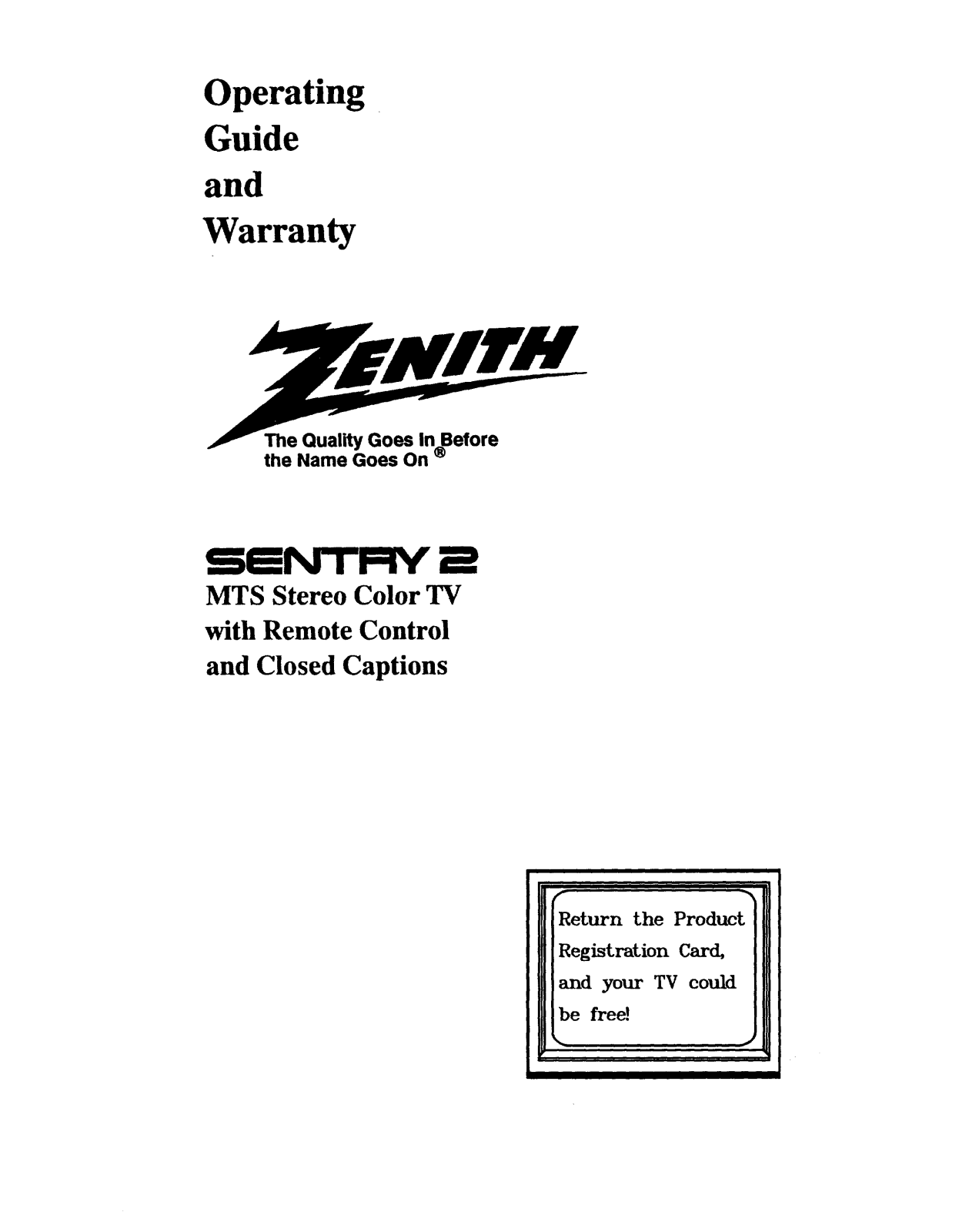 Zenith SLS2555S5, SLS8553Y5, SLS7553S5, SLS2553S5 Owner’s Manual