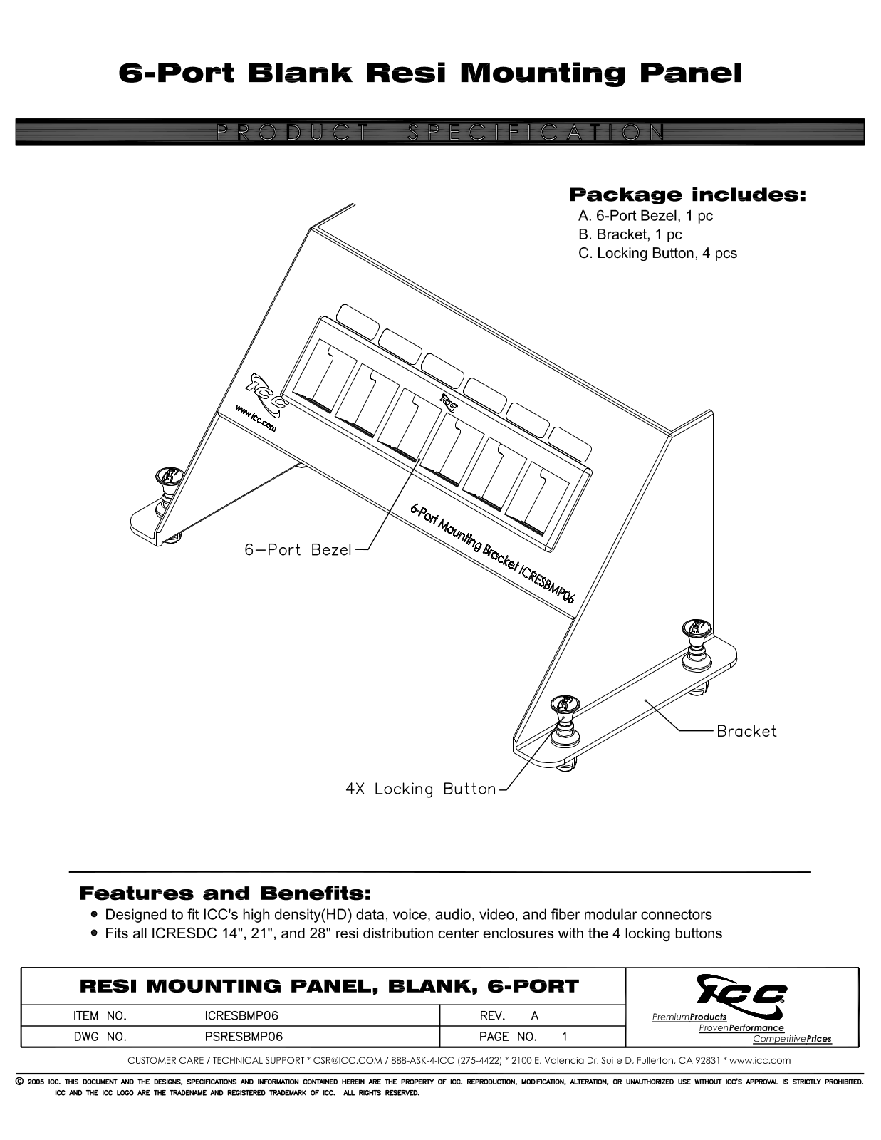ICC ICRESBMP06 Specsheet - ManualMachine.com
