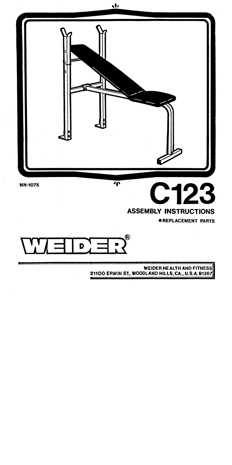 Weider C123 Owner's Manual