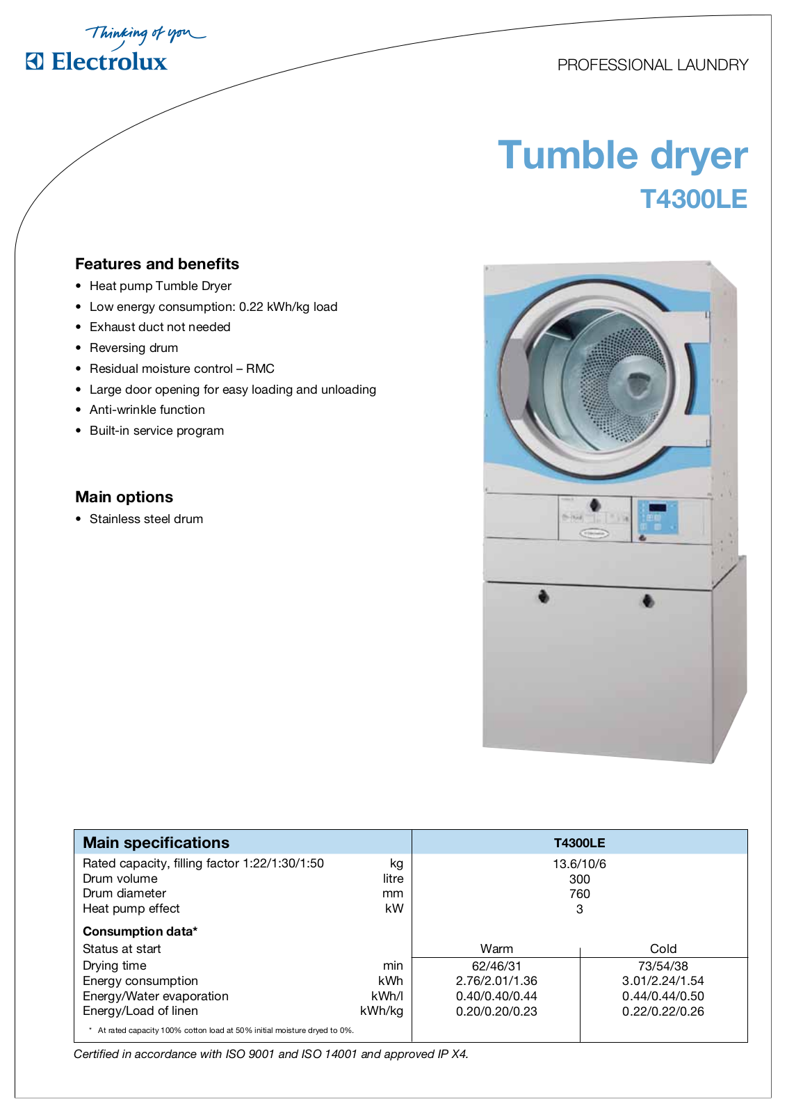 Electrolux T4300LE DATASHEET