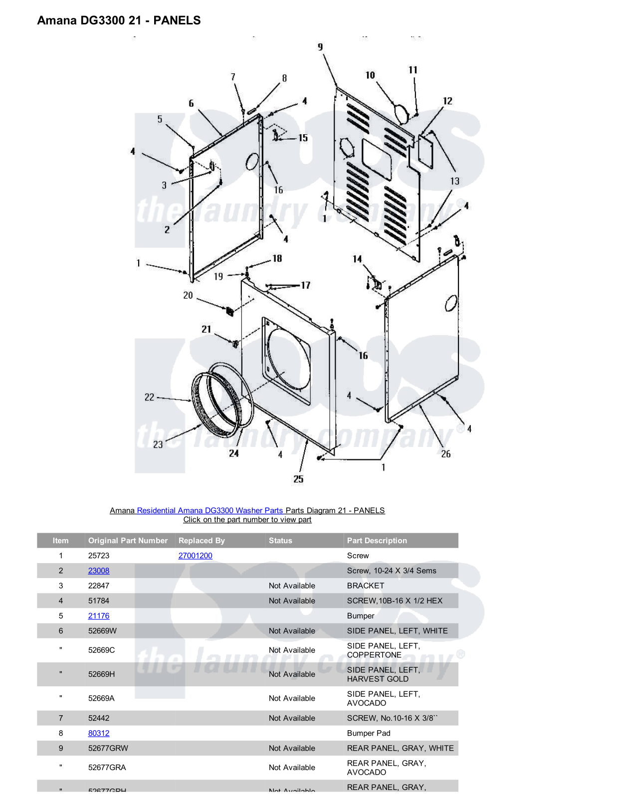 Amana DG3300 Parts Diagram