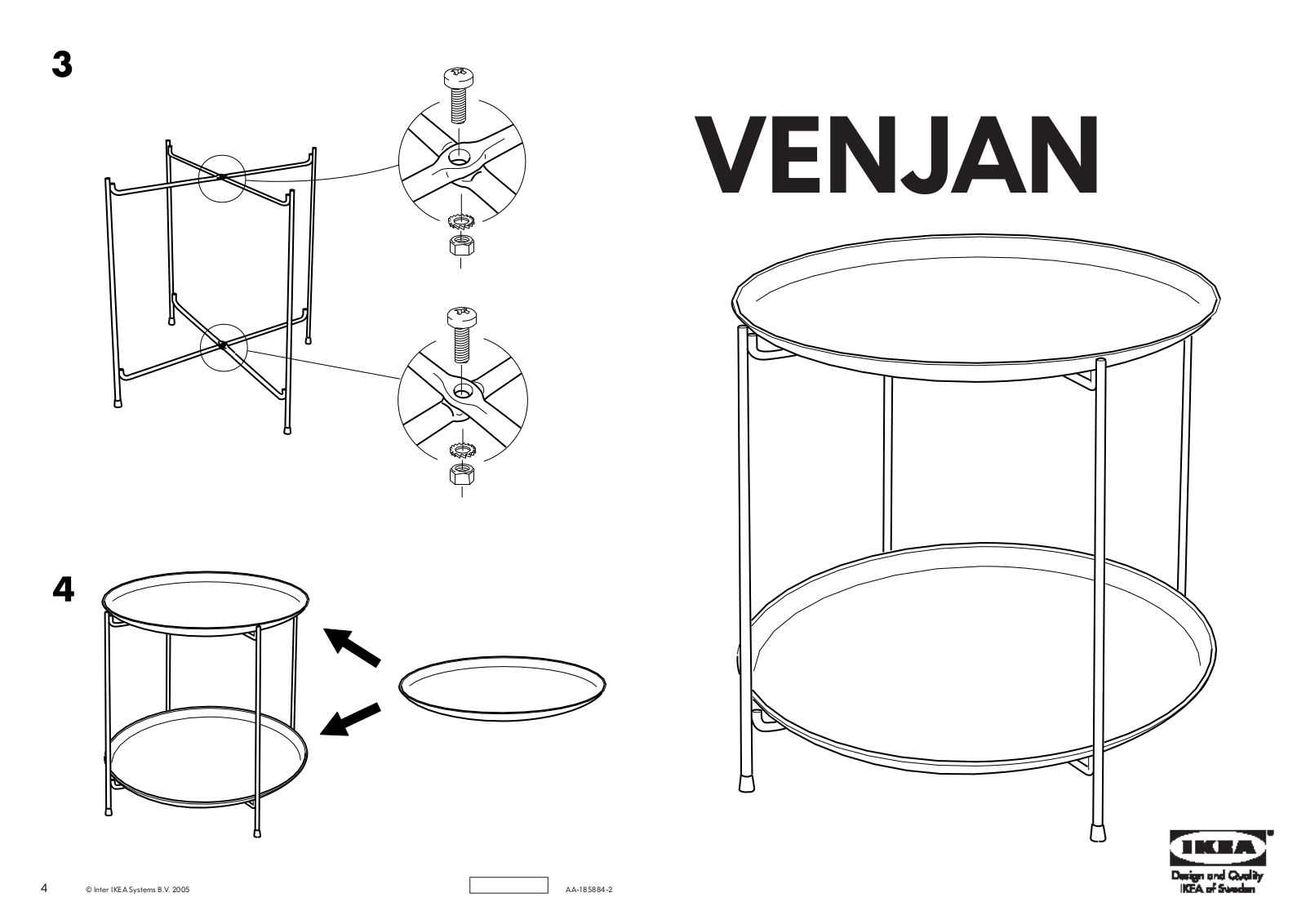 IKEA VENJAN TRAY TABLE 20 12 Assembly Instruction