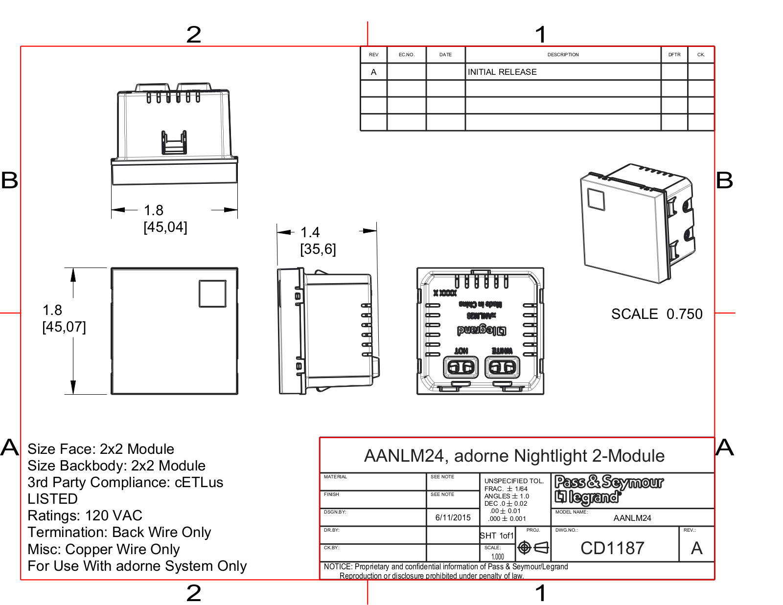 Legrand LEE1941 Dimensions - ManualMachine.com