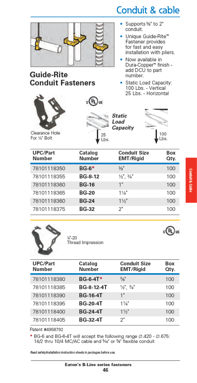 Cooper B-Line Conduit & Cable Catalog Page