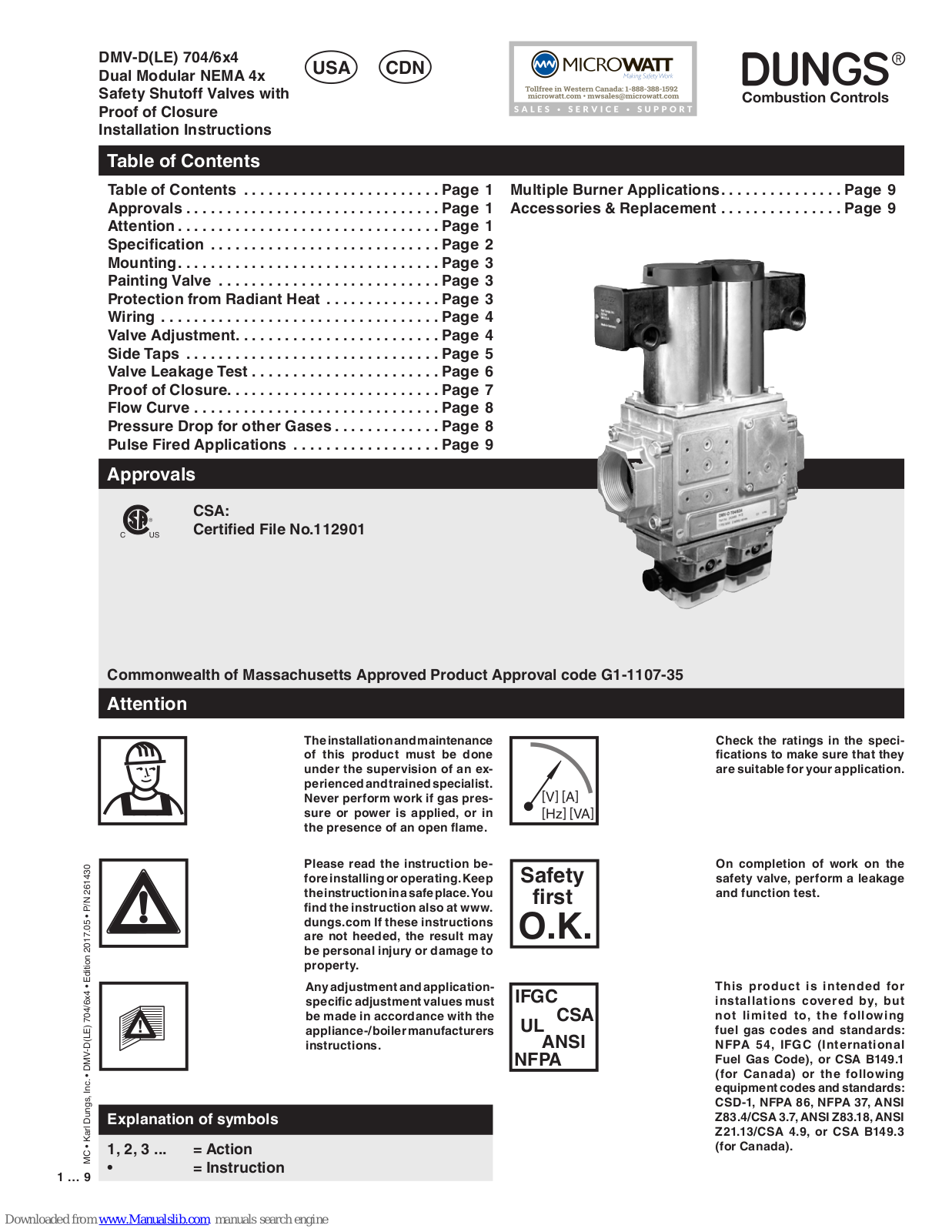 Dungs DMV-D(LE) 704/6x4 Series, DMV-D/634, DMV-DLE/624, DMV-D/624, DMV-DLE/634 Installation Instructions Manual