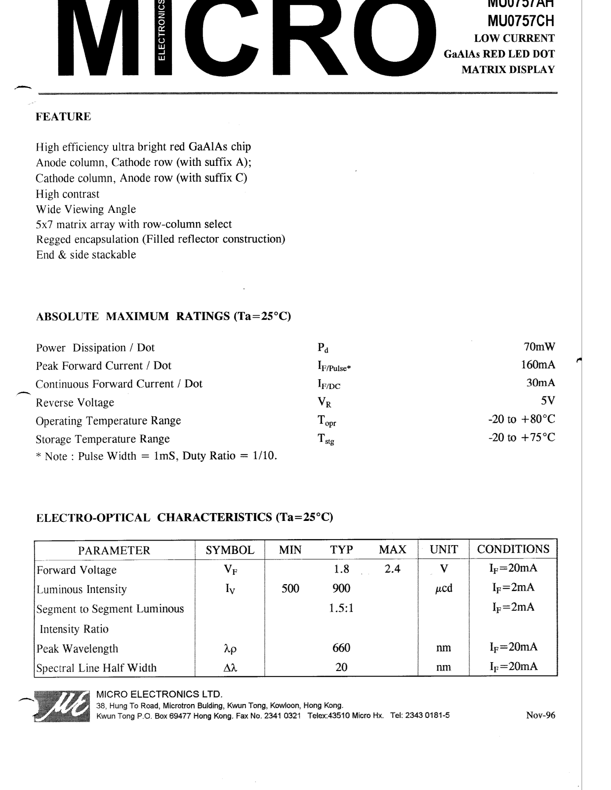 MICRO MU0757AH, MU0757CH Datasheet