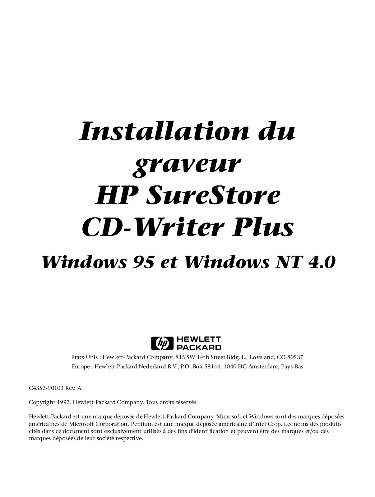 HP CD-WRITER 7100 User Manual