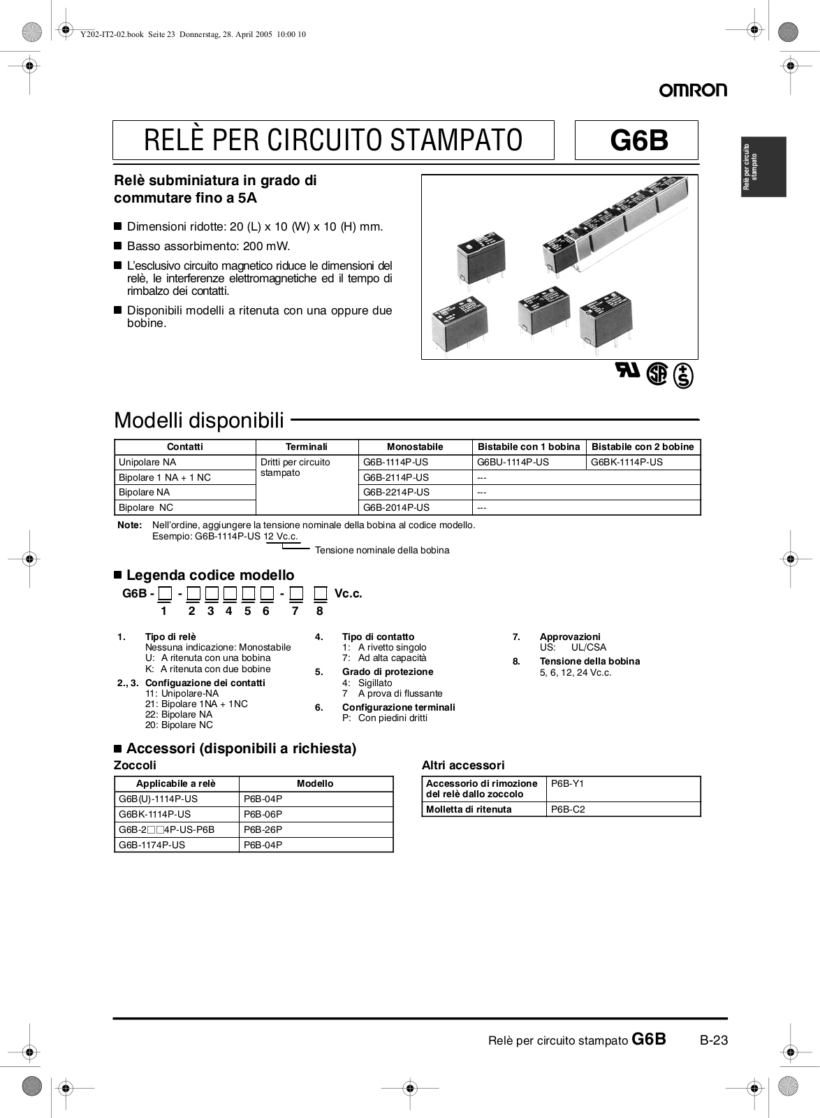 Omron G6B DATASHEET