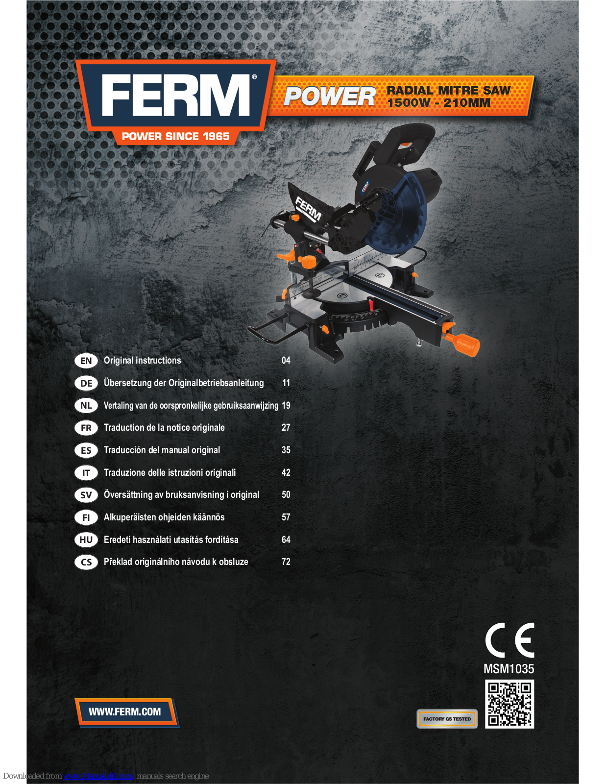 Ferm MSM1035 Original Instructions Manual