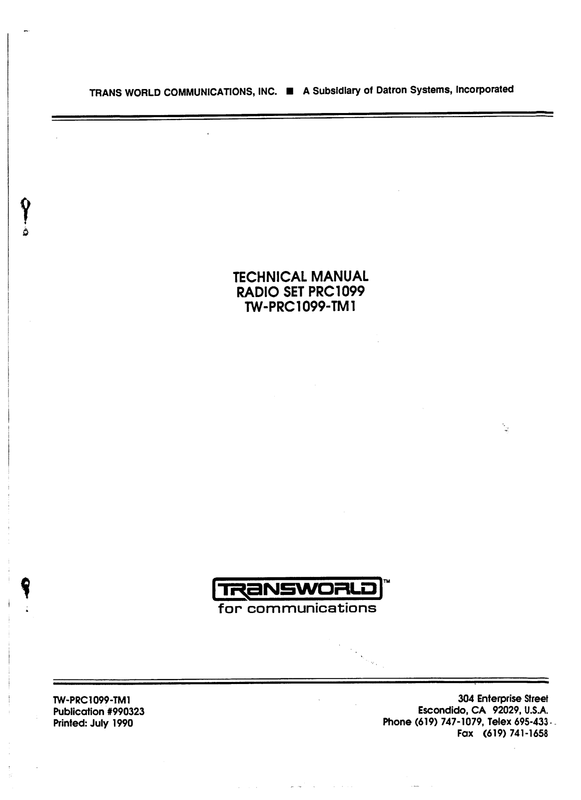 TransWorld PRC1099 User guide - ManualMachine.com