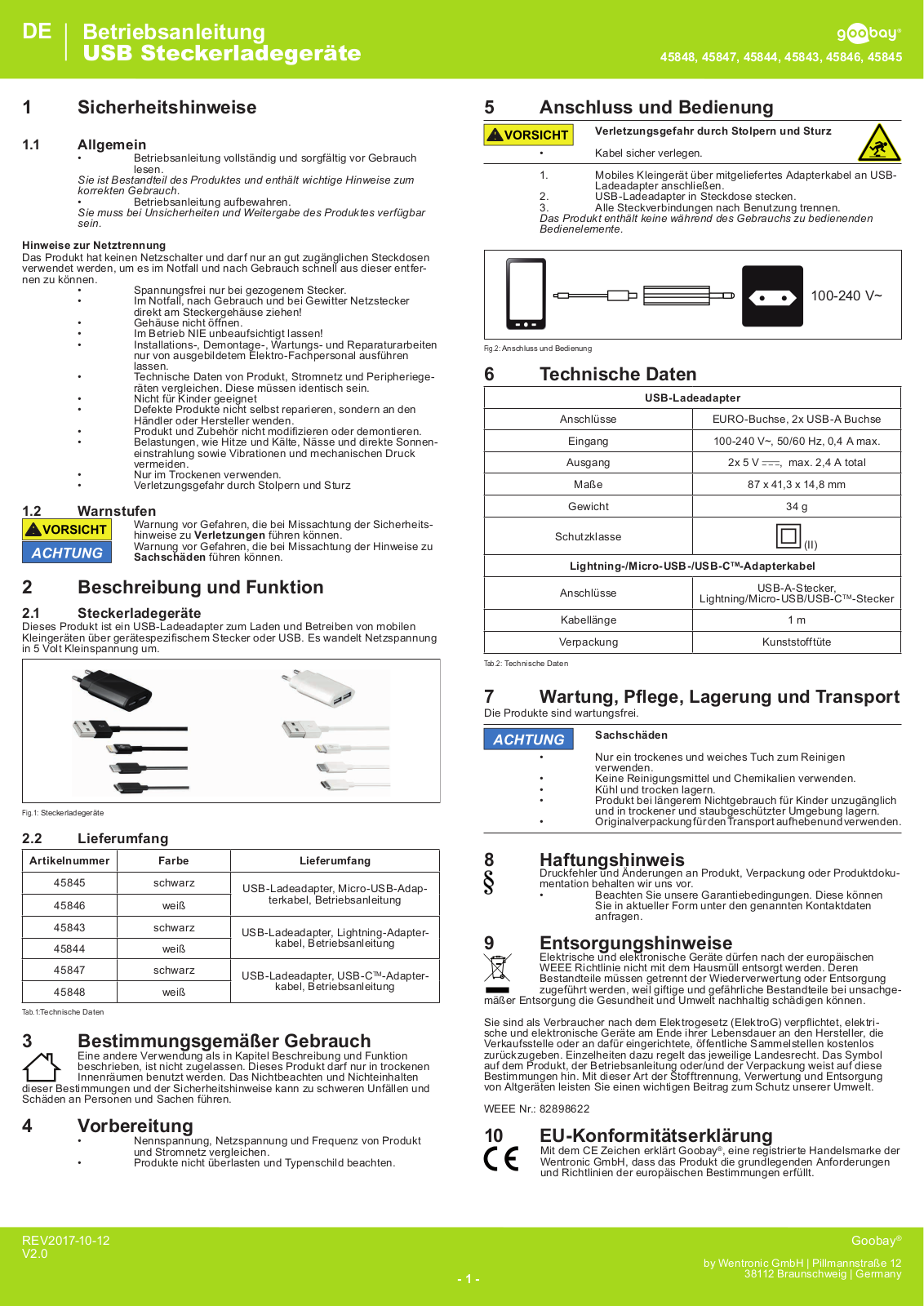 Goobay 45848, 45847, 45844, 45843, 45846 User manual