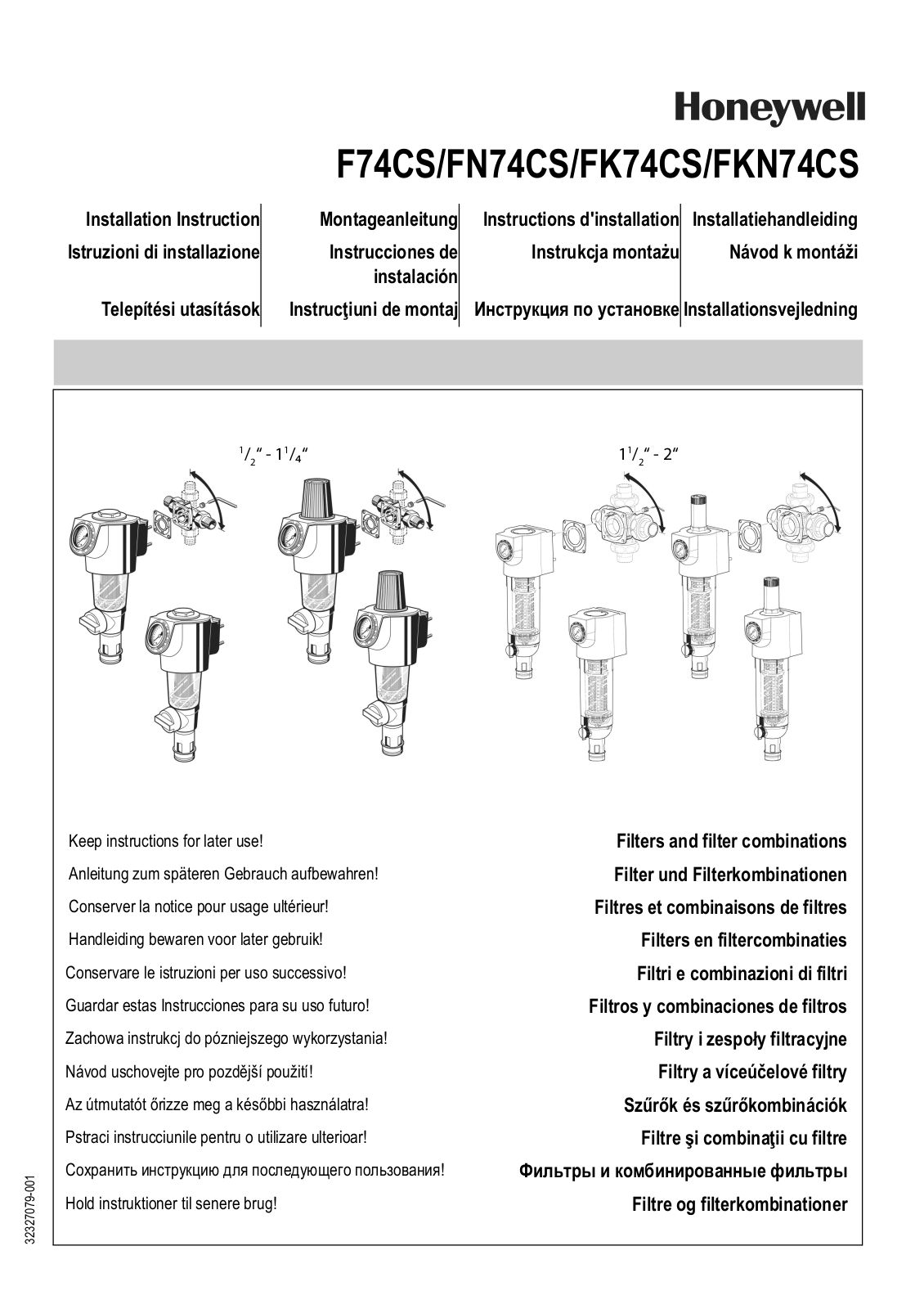 Honeywell F74CS, FN74CS, FK74CS, FKN74CS Installation Instructions Manual