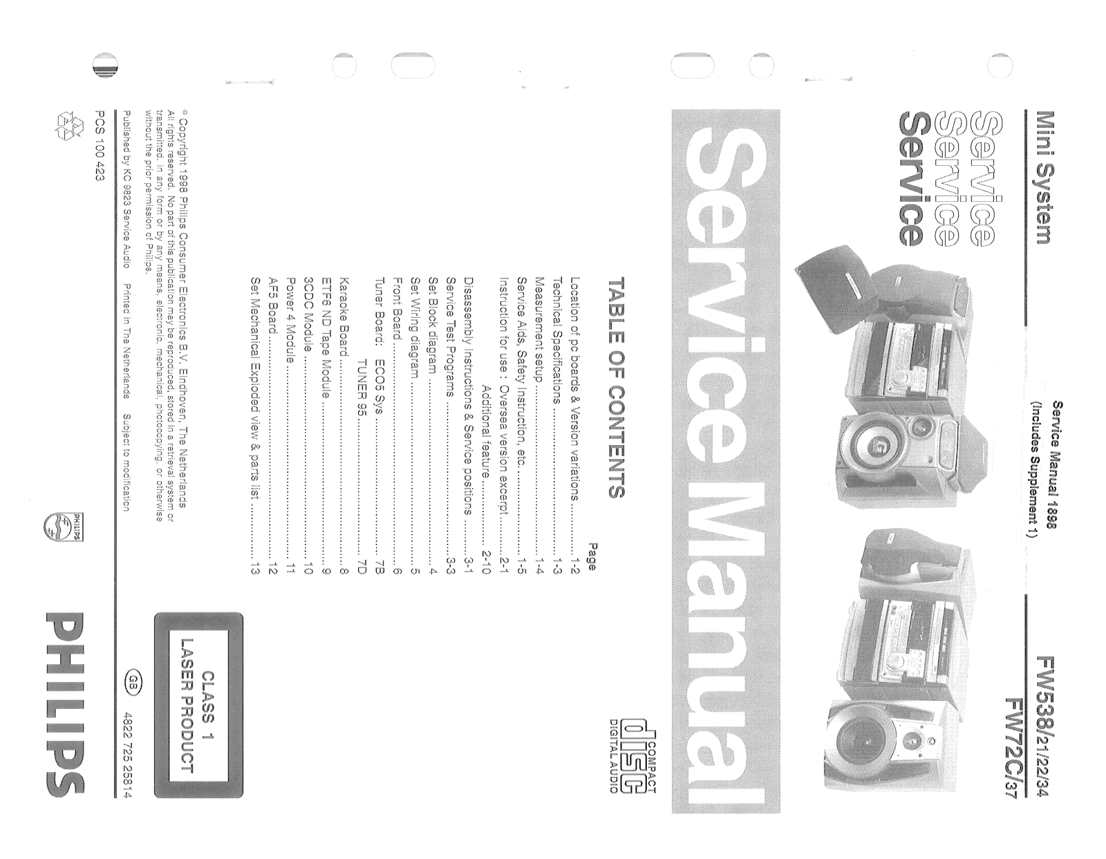 Philips FW-538, FW-72-C Service manual