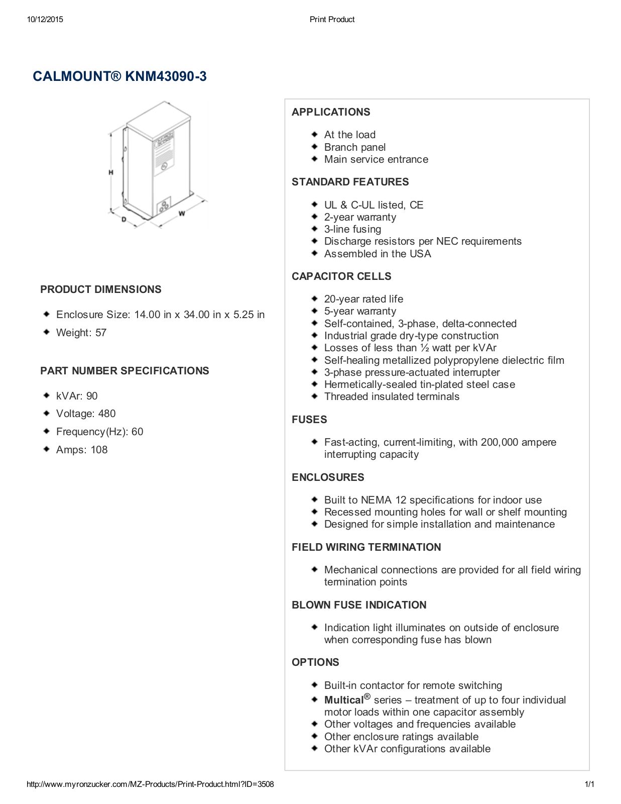 Myron Zucker KNM43090-3 Data Sheet