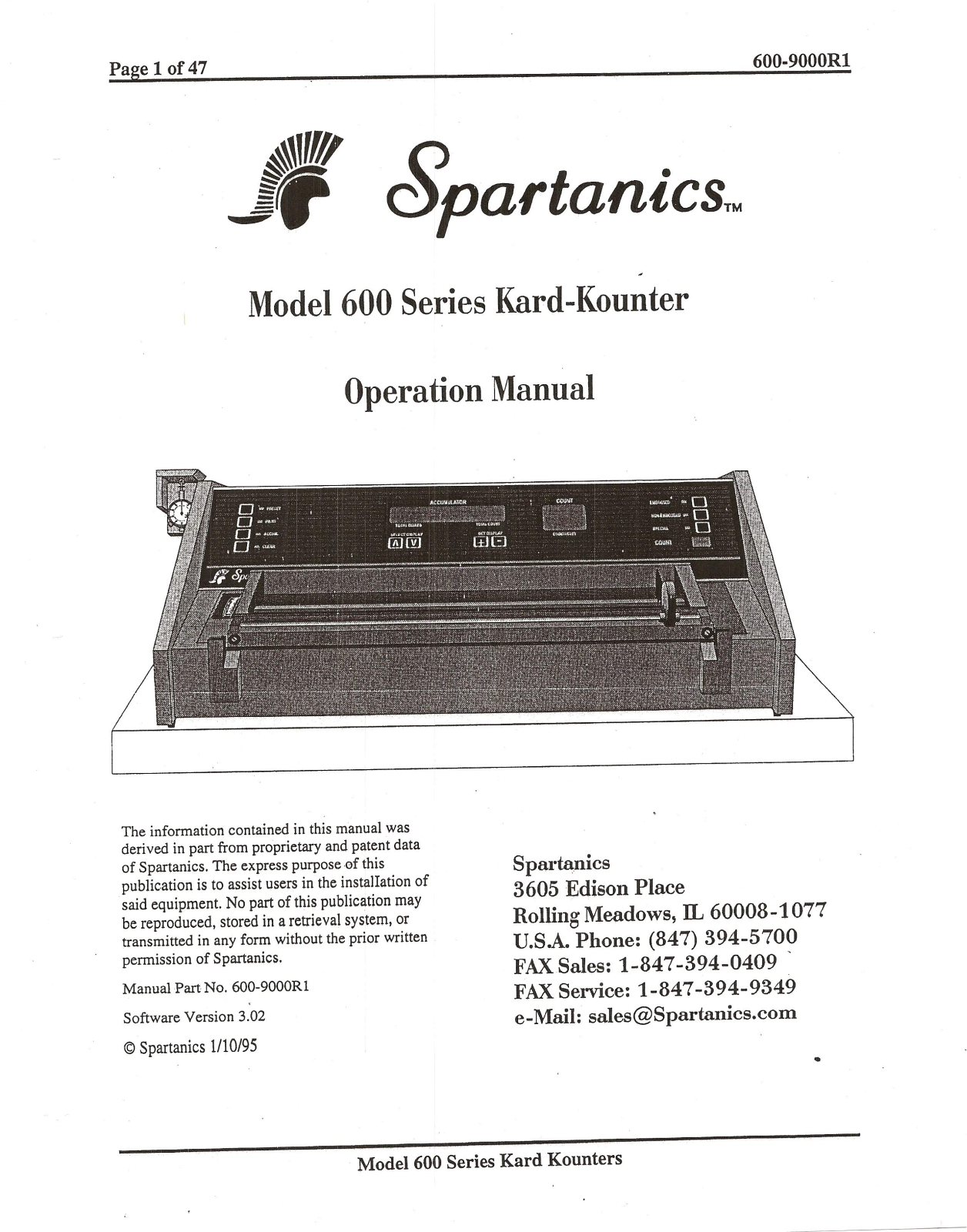 Spartanic 600 Operator Manual - ManualMachine.com