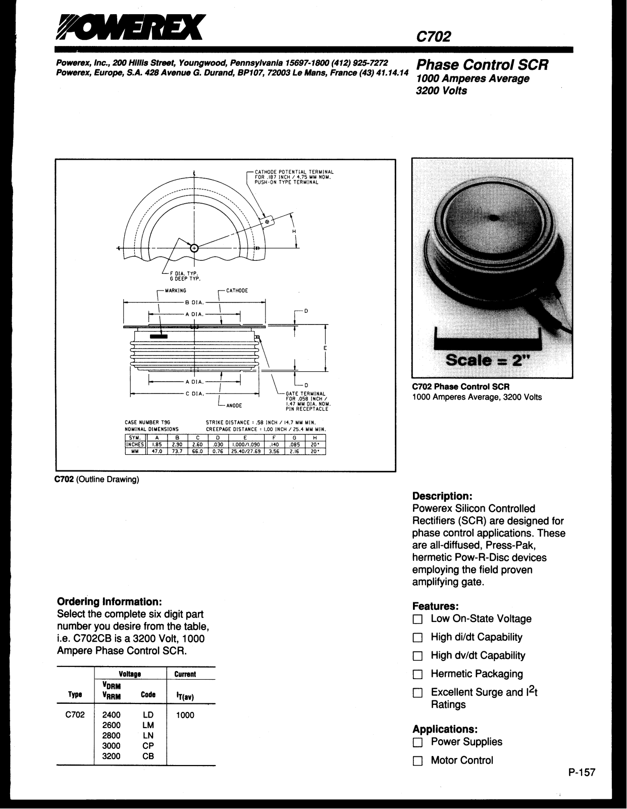 POWEREX C702LN, C702CP, C702CB Datasheet