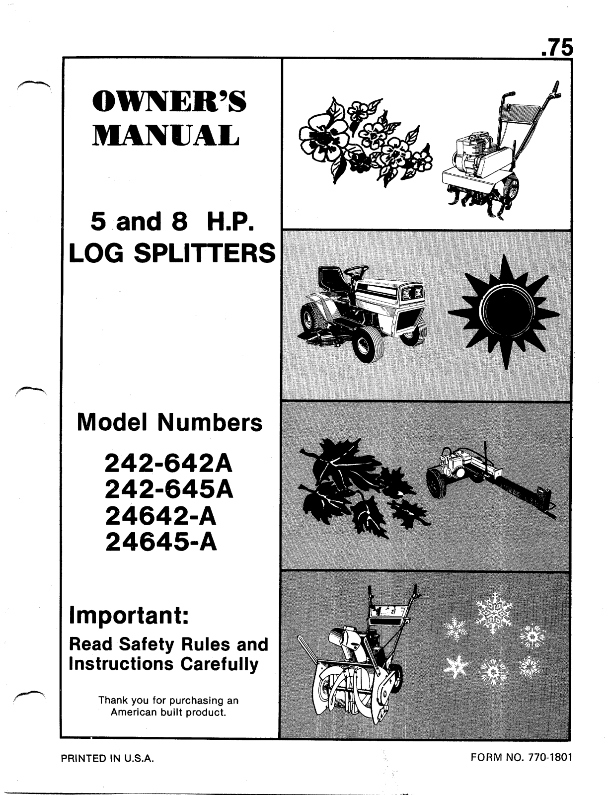 MTD 242-642A, 24645-A, 242-645A User Manual