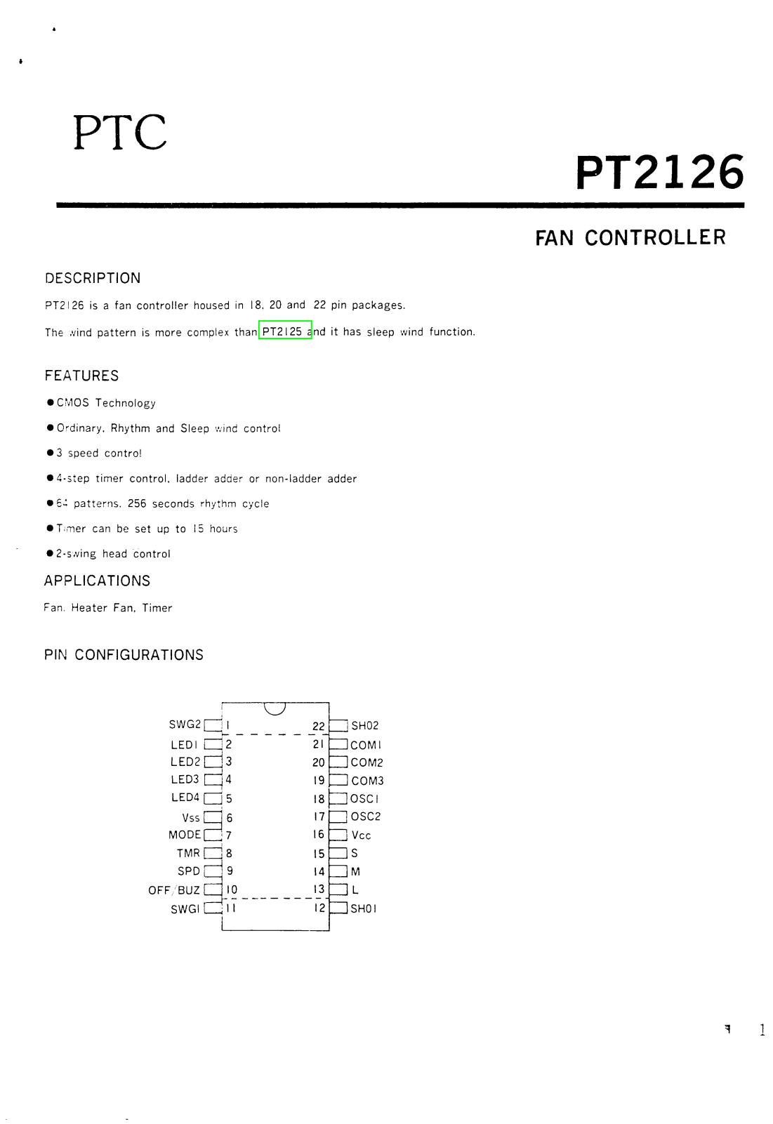 Princeton Technology Corp PT2126-C4A-RSM1, PT2126-C4N-RSM1, PT2126-C4N-RSM2 Datasheet