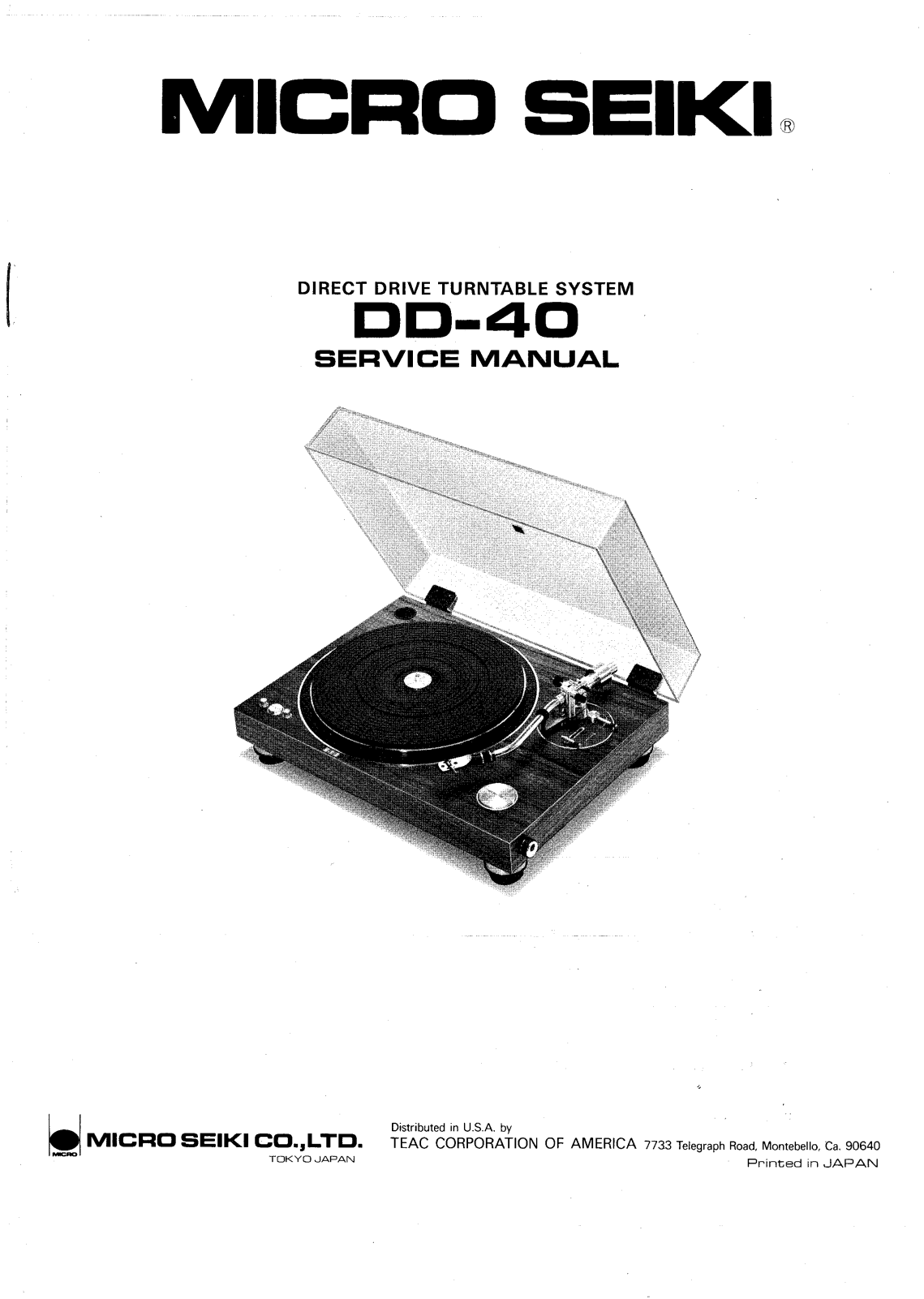 Micro Seiki DD-40 Service manual