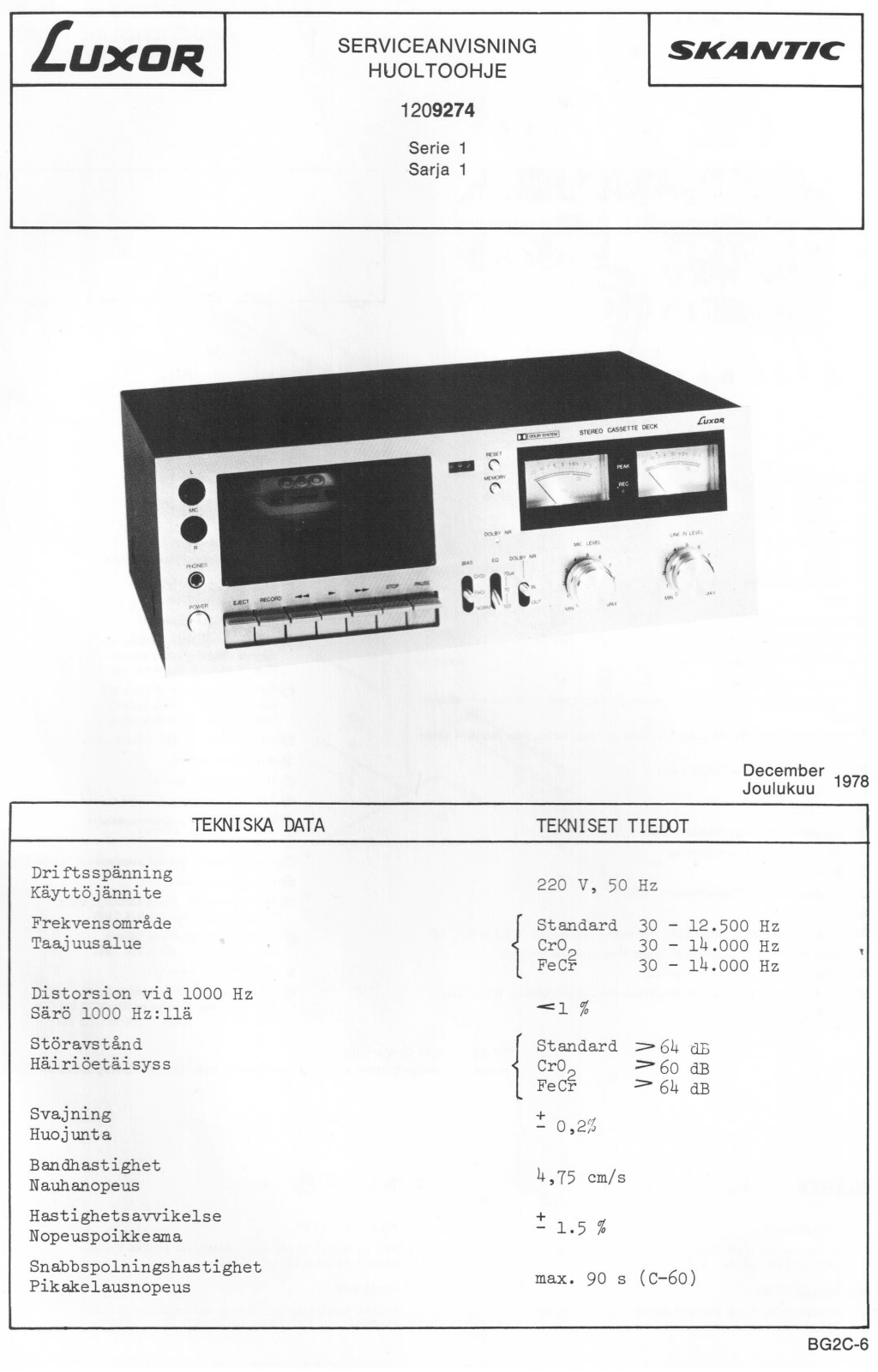 Luxor 9274 Schematic - ManualMachine.com