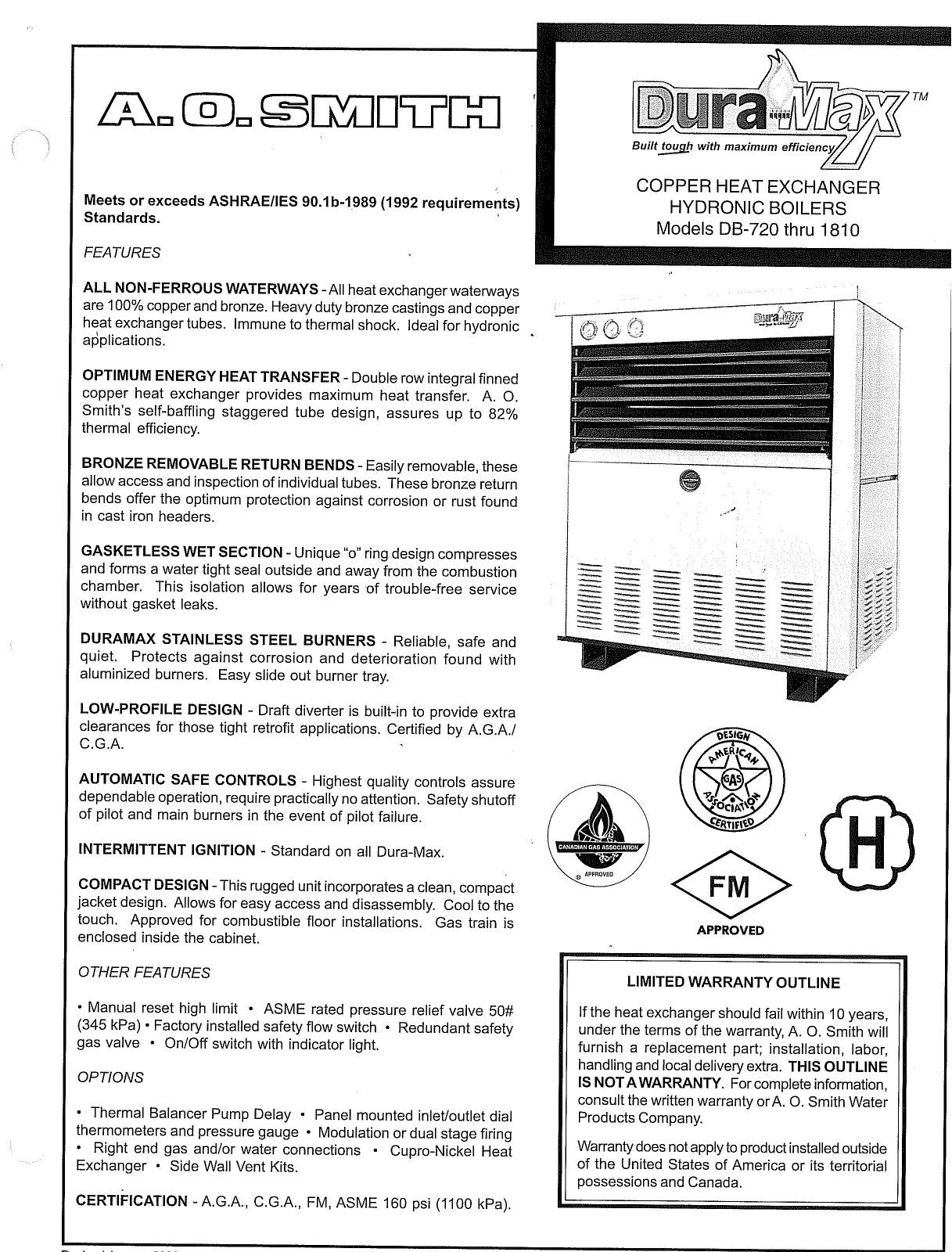 A.O. Smith DB-720, DB-1810 User Manual