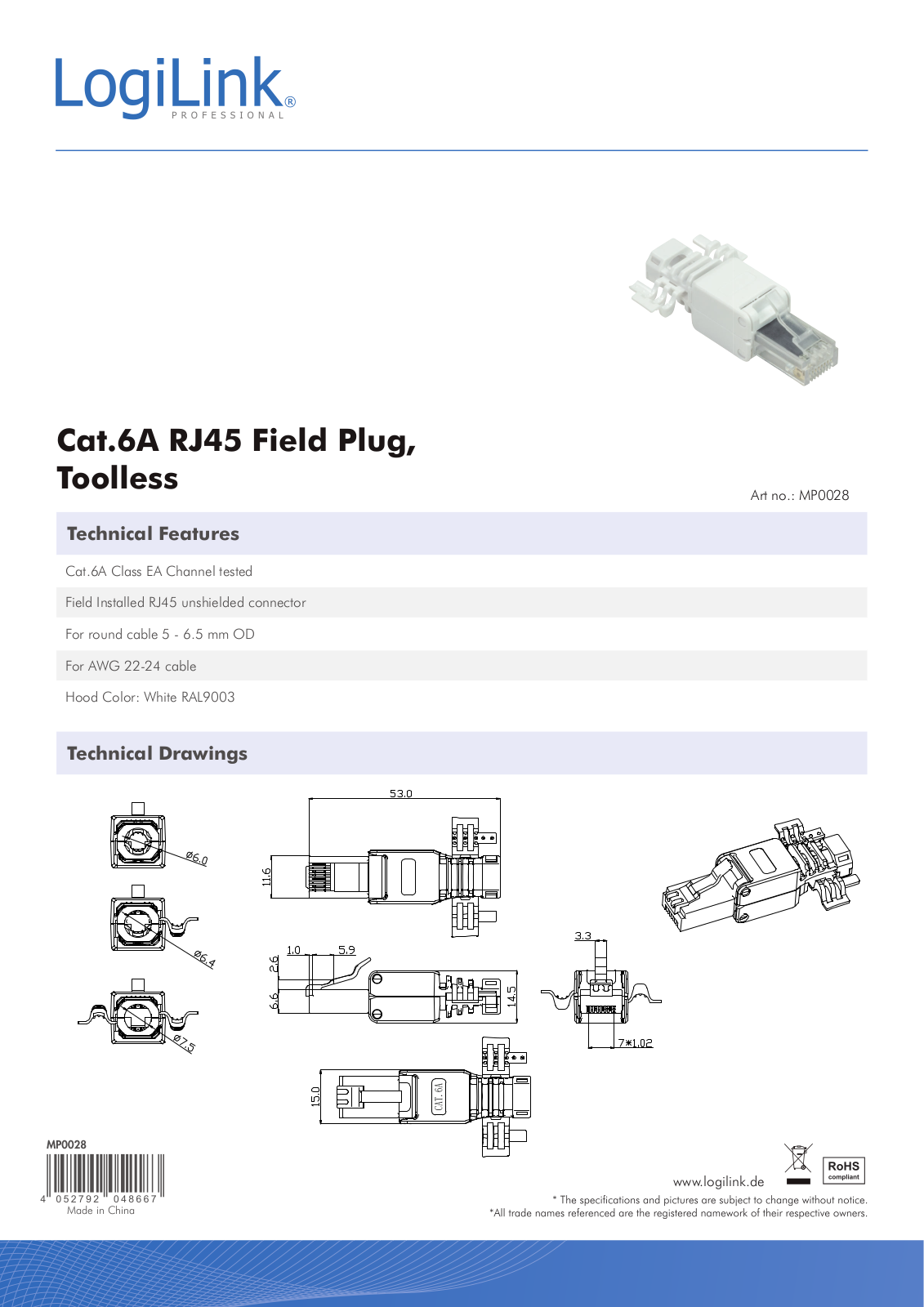 LOGILINK MP0028 Datasheet