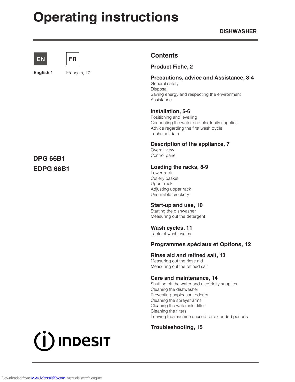 Indesit DPG 16B1 A, DPG 16B1 A K User Manual