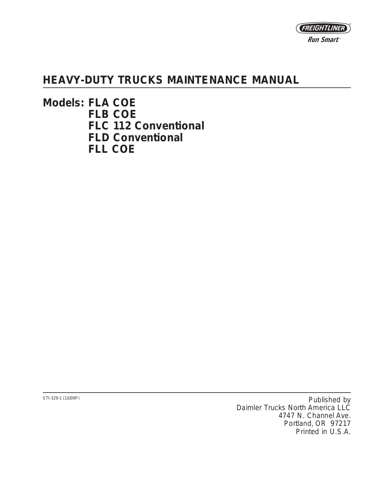 Freightliner FLA COE, FLB COE, FLC 112 Conventional, FLD Conventional, FLL COE Maintenance Manual