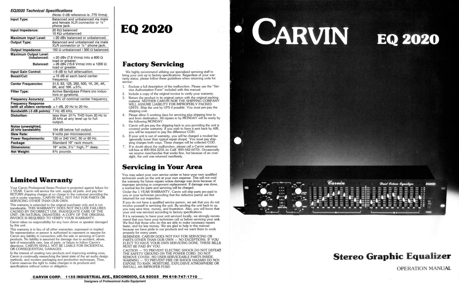 Carvin EQ 2020 User Manual