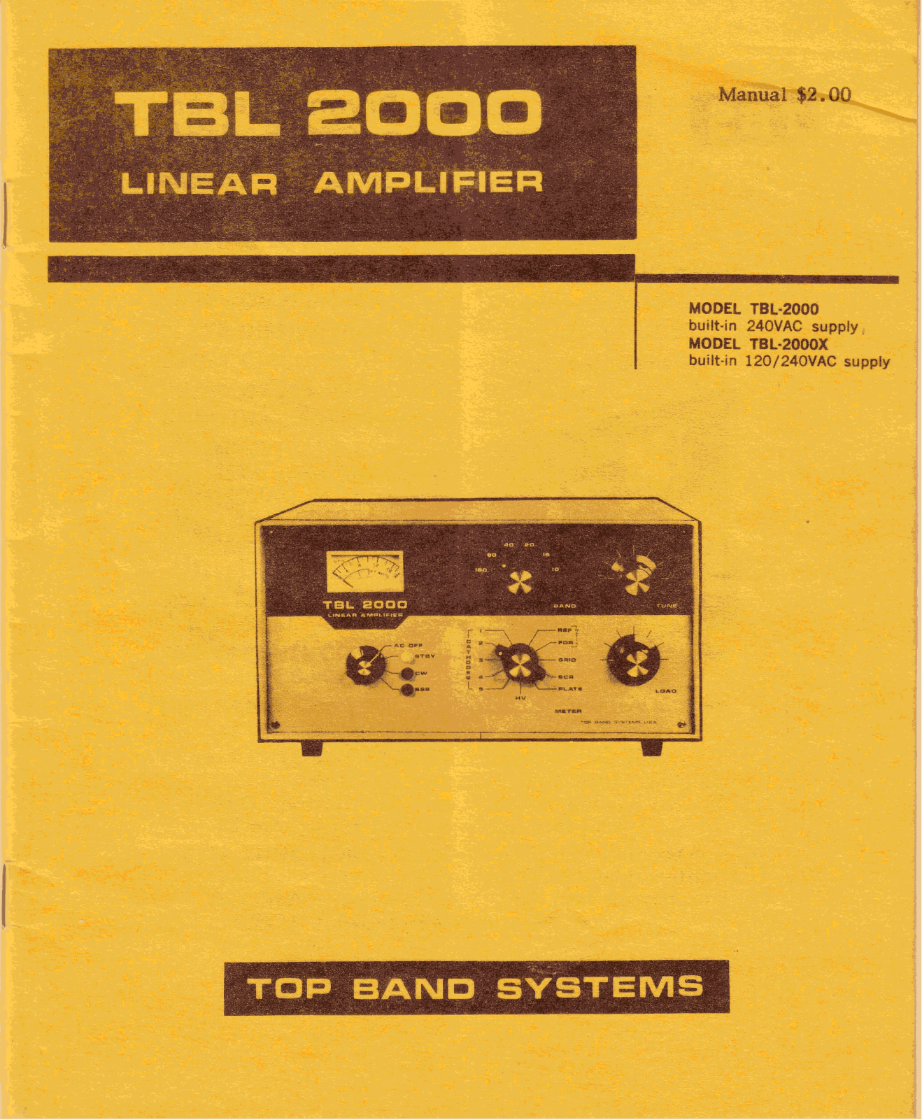 Top Band Systems TBL 2000X, TBL 2000 Service manual