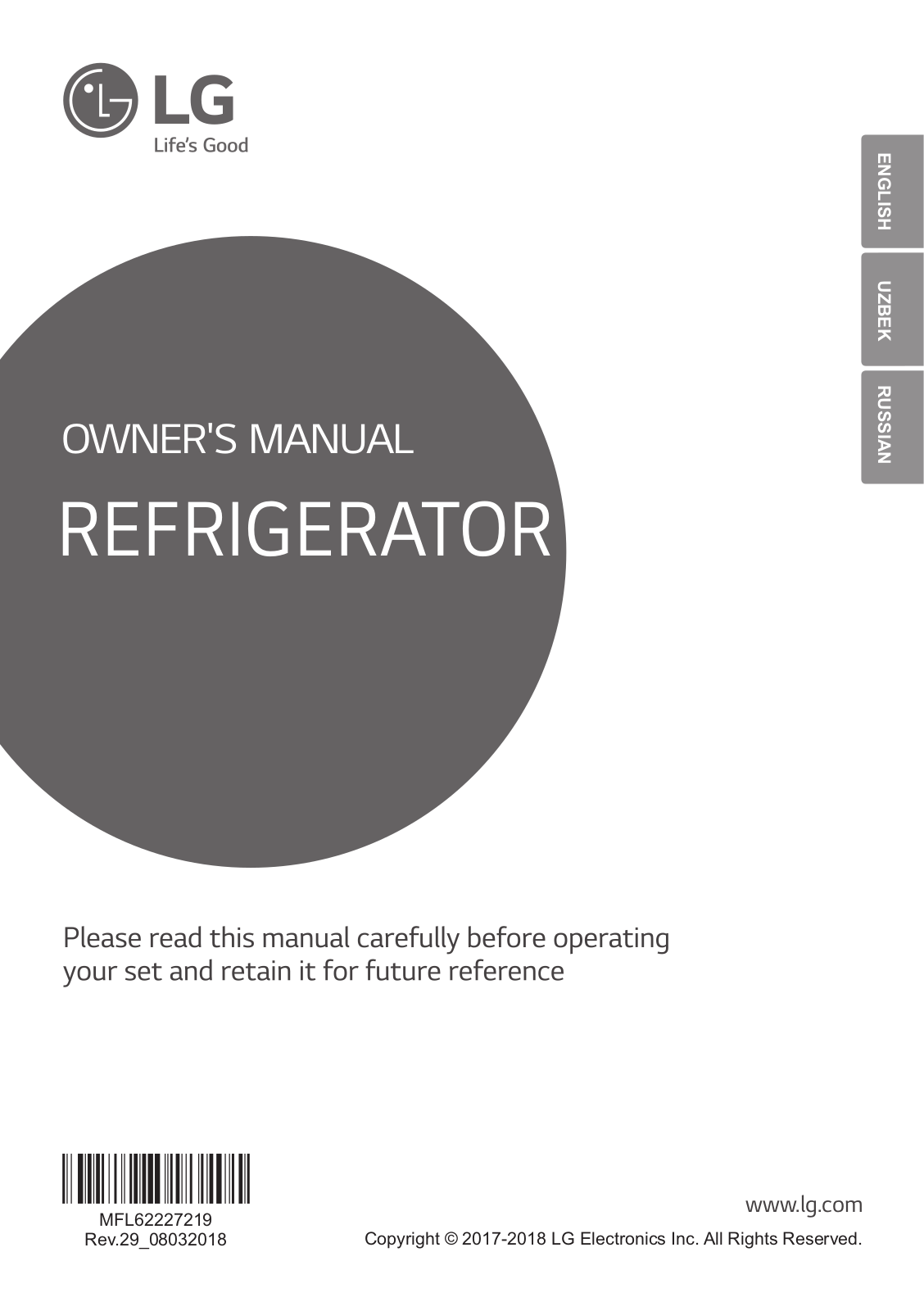 LG GL-C312RQBN, GL-C312SLBN User guide