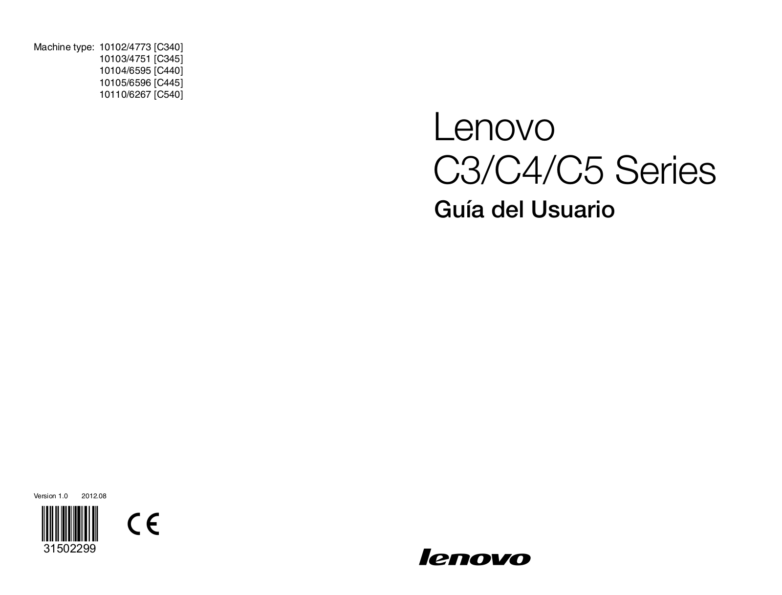 Lenovo 10102-4773 [C340], C340, 10103-4751 [C345], C345, 10104-6595 [C440] User Manual