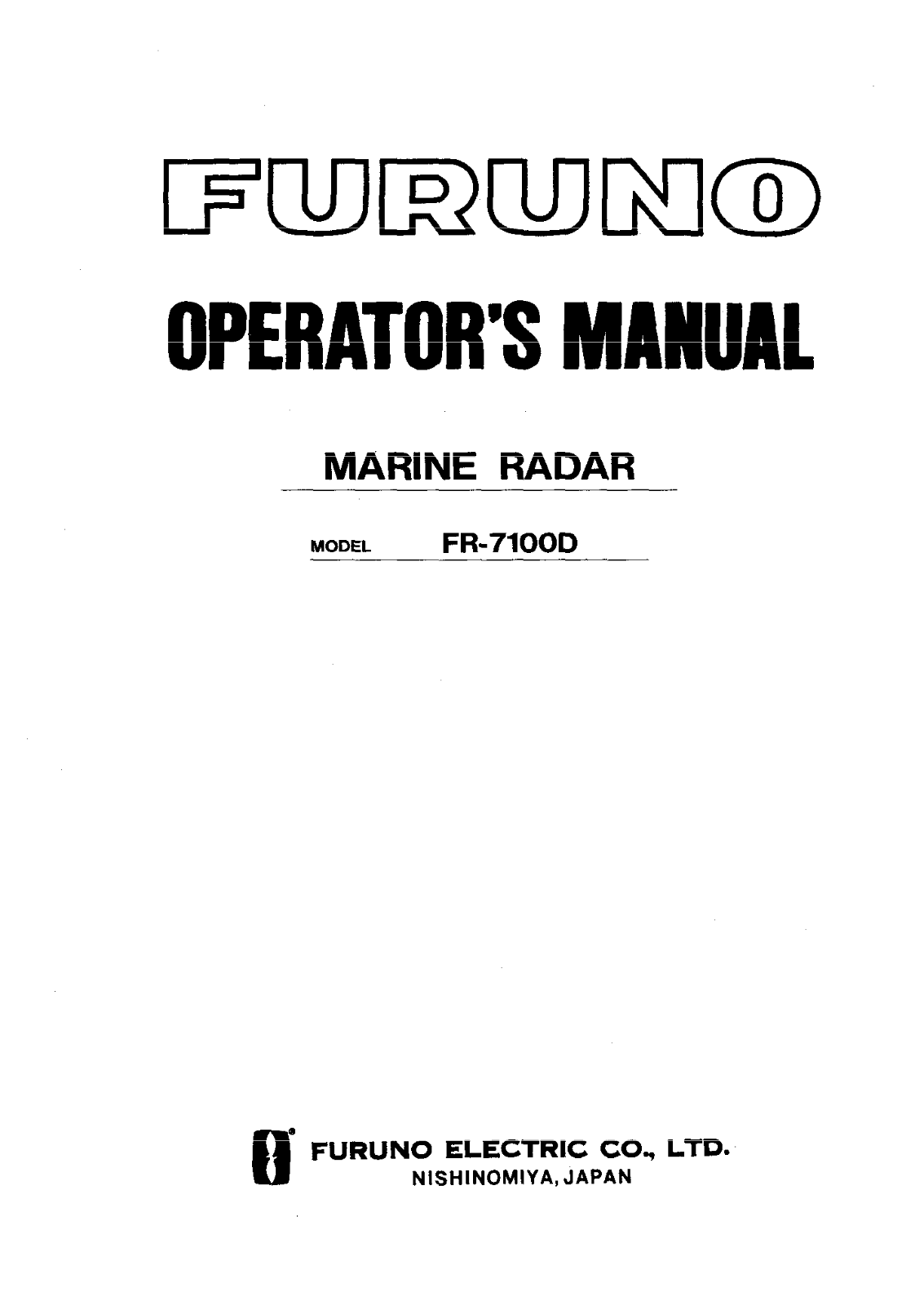 Furuno FR-7100D User Manual