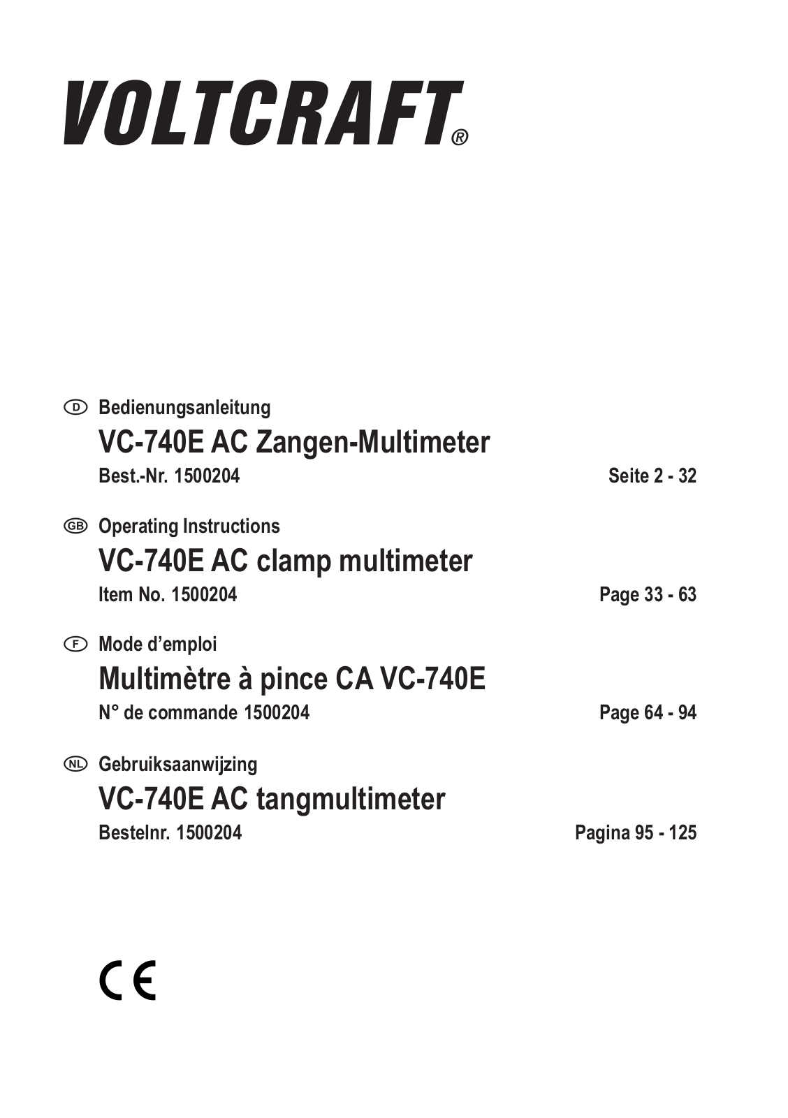 VOLTCRAFT VC-740 E User guide