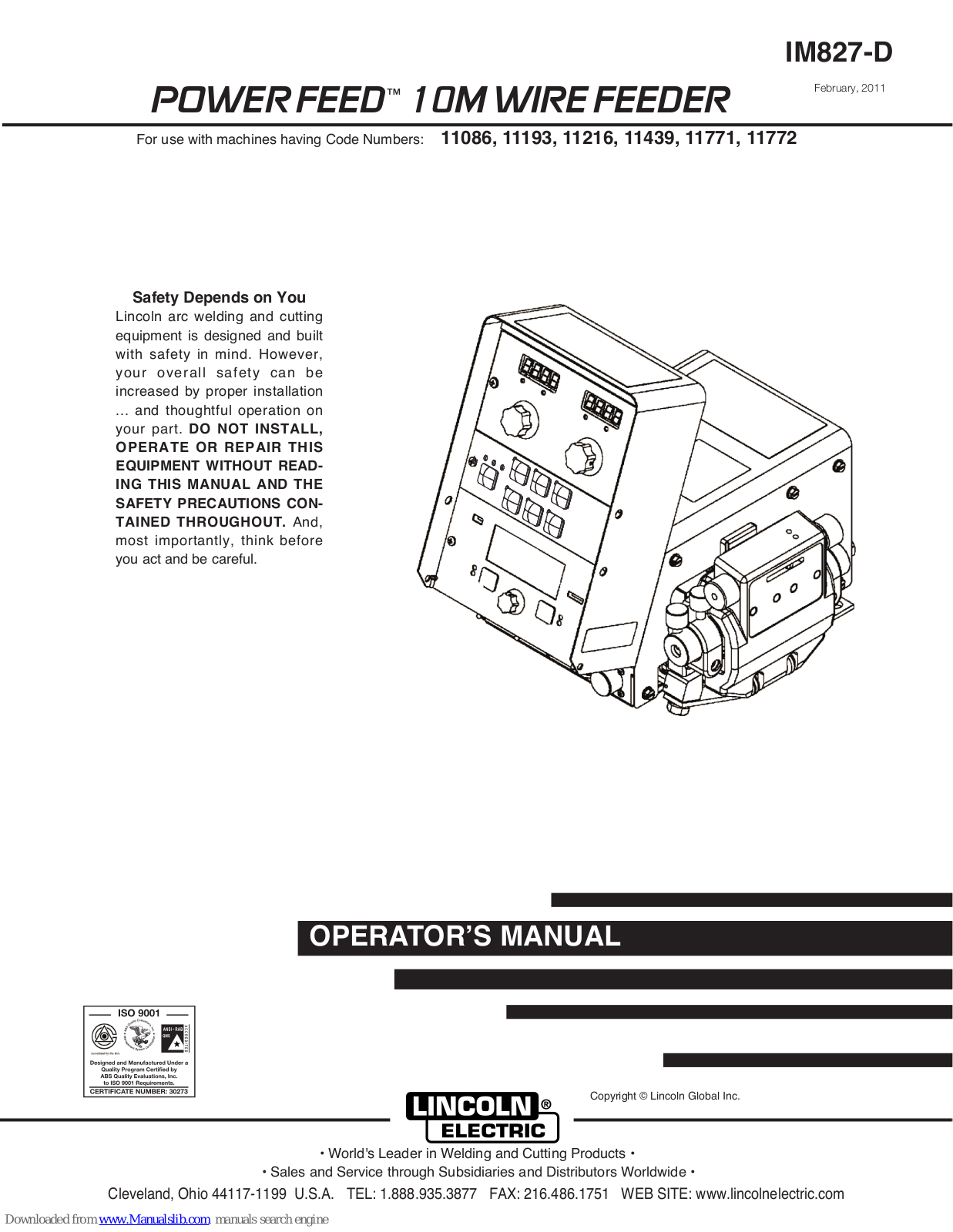 Lincoln Electric POWERFEED IM827-D, POWER FEED 10M Operator's Manual