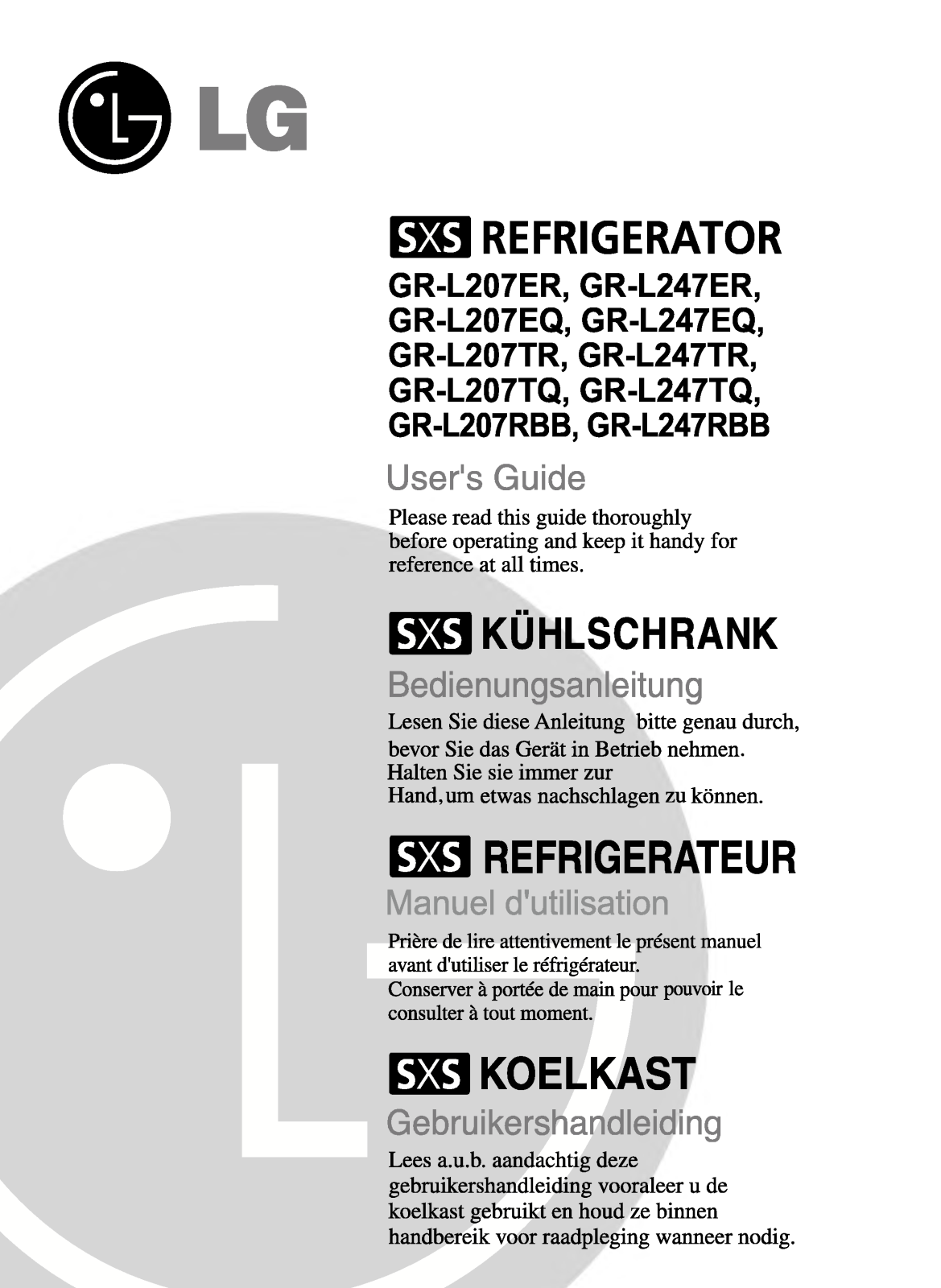 LG GR-L207XQ User Manual