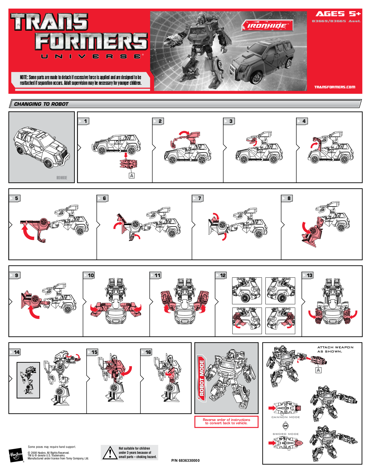 HASBRO Transformers Universe Ironhide User Manual