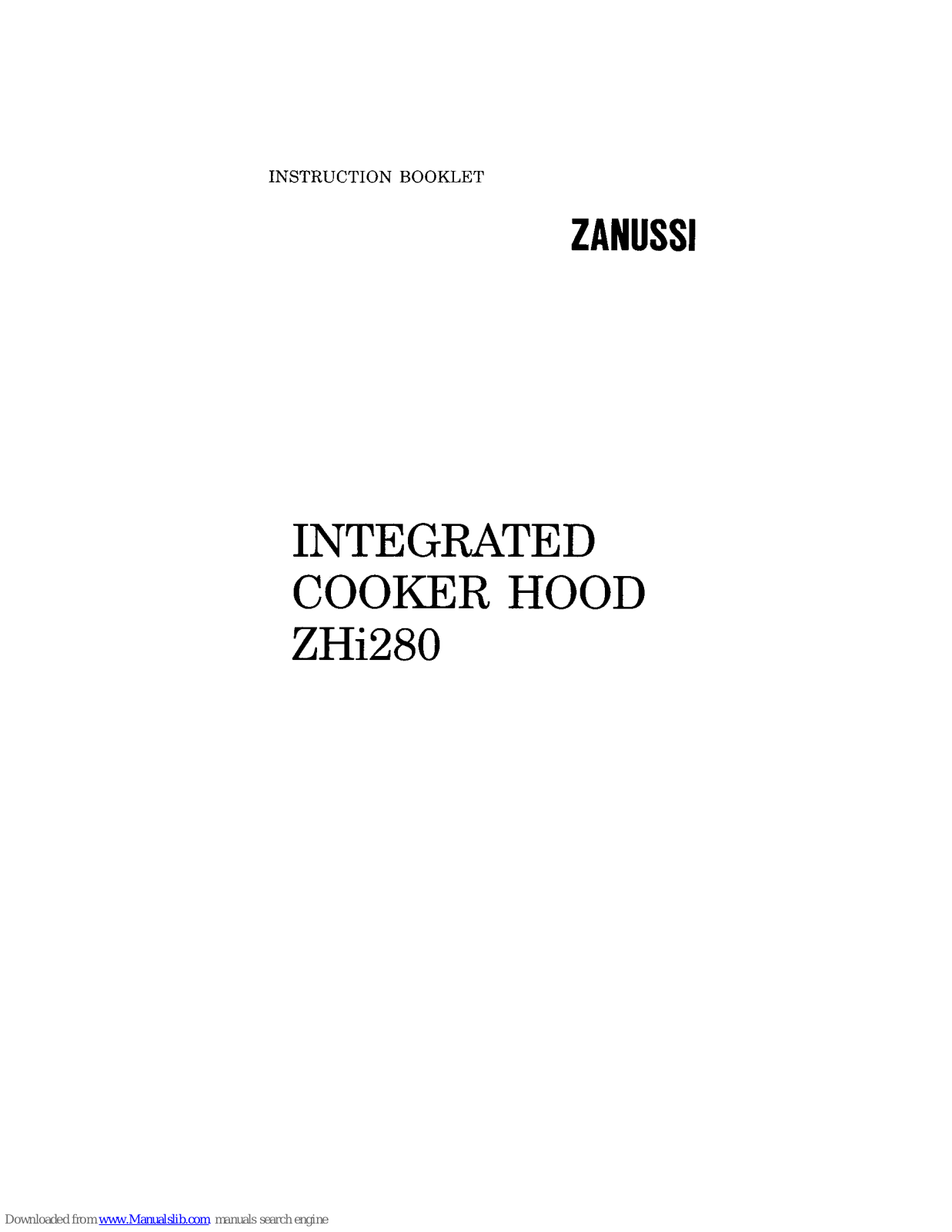 Zanussi ZHi280 Instruction Booklet